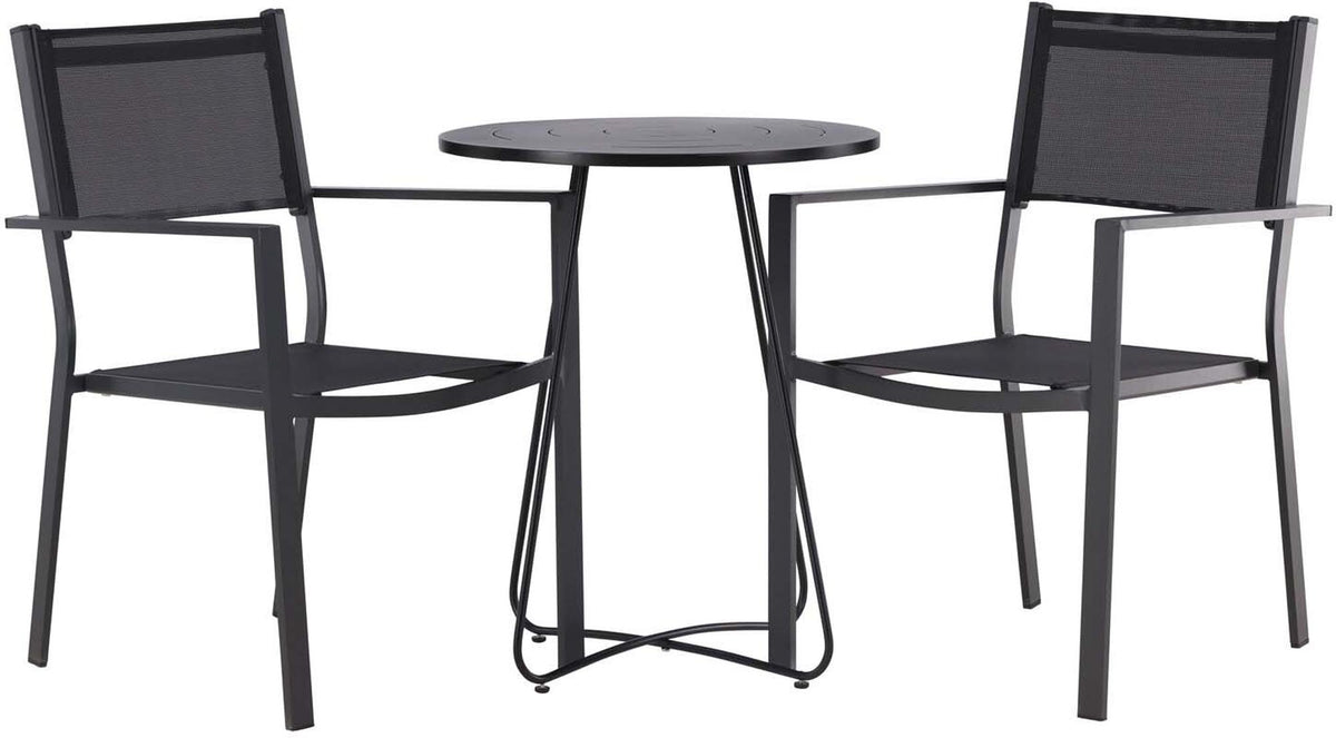 Bacong Outdoor-Tischset + Copacabana ⌀60cm/2St. in Schwarz präsentiert im Onlineshop von KAQTU Design AG. Gartentischset ist von Venture Home