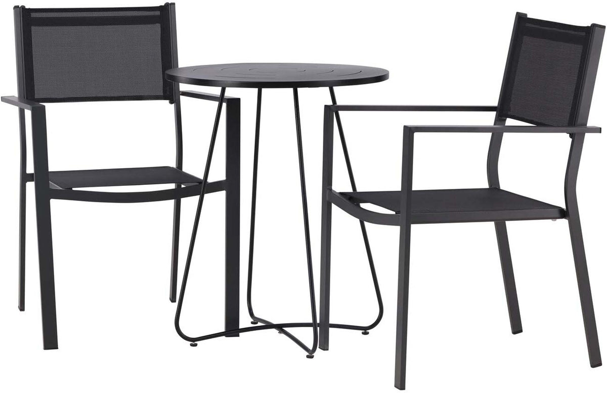 Bacong Outdoor-Tischset + Copacabana ⌀60cm/2St. in Schwarz präsentiert im Onlineshop von KAQTU Design AG. Gartentischset ist von Venture Home