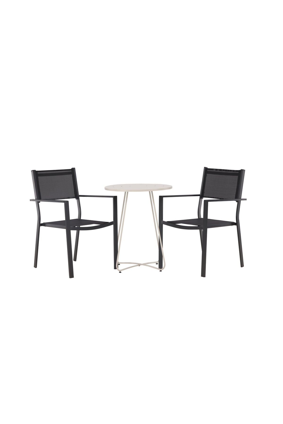 Bacong Outdoor-Tischset + Copacabana ⌀60cm/2St. in Beige/Schwarz präsentiert im Onlineshop von KAQTU Design AG. Gartentischset ist von Venture Home