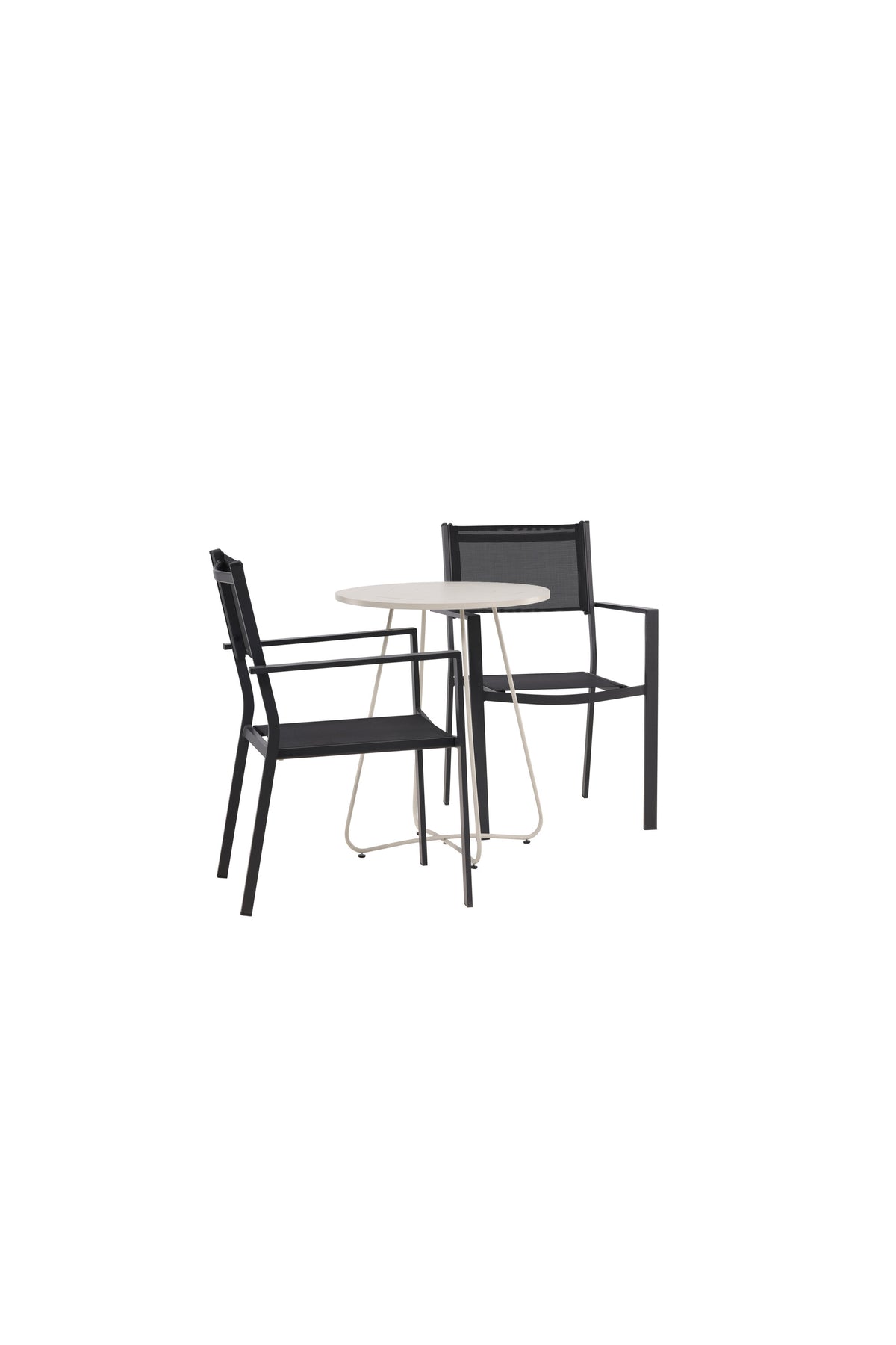 Bacong Outdoor-Tischset + Copacabana ⌀60cm/2St. in Beige/Schwarz präsentiert im Onlineshop von KAQTU Design AG. Gartentischset ist von Venture Home