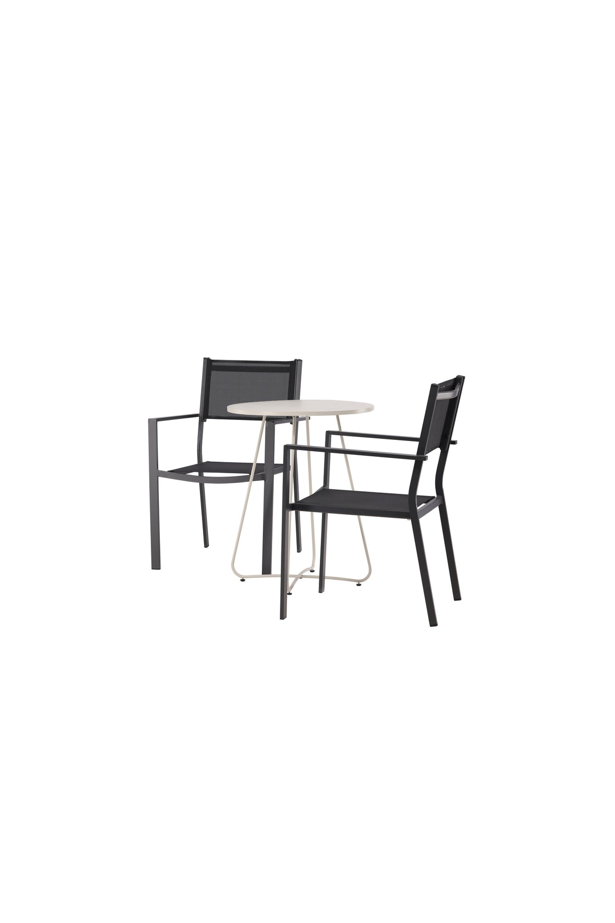 Bacong Outdoor-Tischset + Copacabana ⌀60cm/2St. in Beige/Schwarz präsentiert im Onlineshop von KAQTU Design AG. Gartentischset ist von Venture Home
