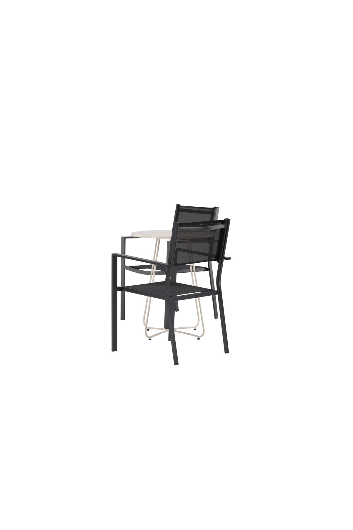 Bacong Outdoor-Tischset + Copacabana ⌀60cm/2St. in Beige/Schwarz präsentiert im Onlineshop von KAQTU Design AG. Gartentischset ist von Venture Home