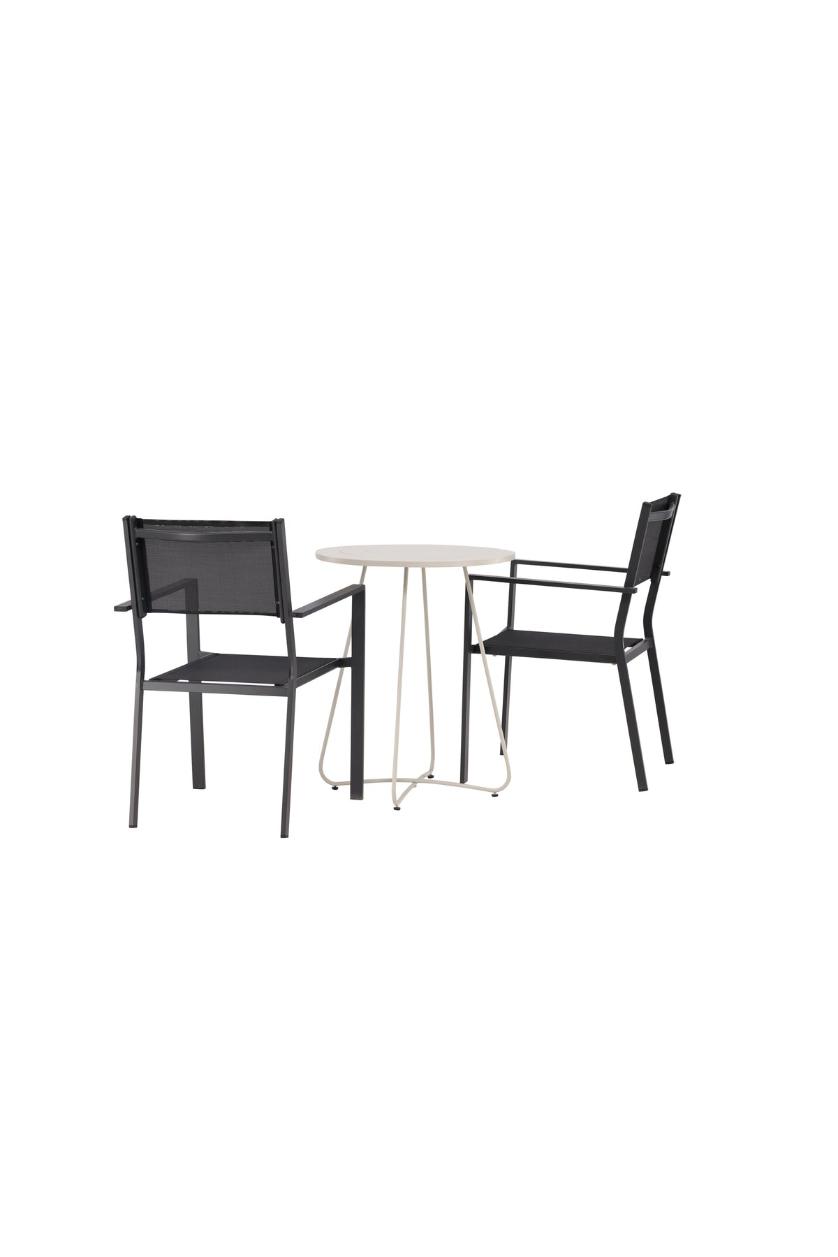 Bacong Outdoor-Tischset + Copacabana ⌀60cm/2St. in Beige/Schwarz präsentiert im Onlineshop von KAQTU Design AG. Gartentischset ist von Venture Home