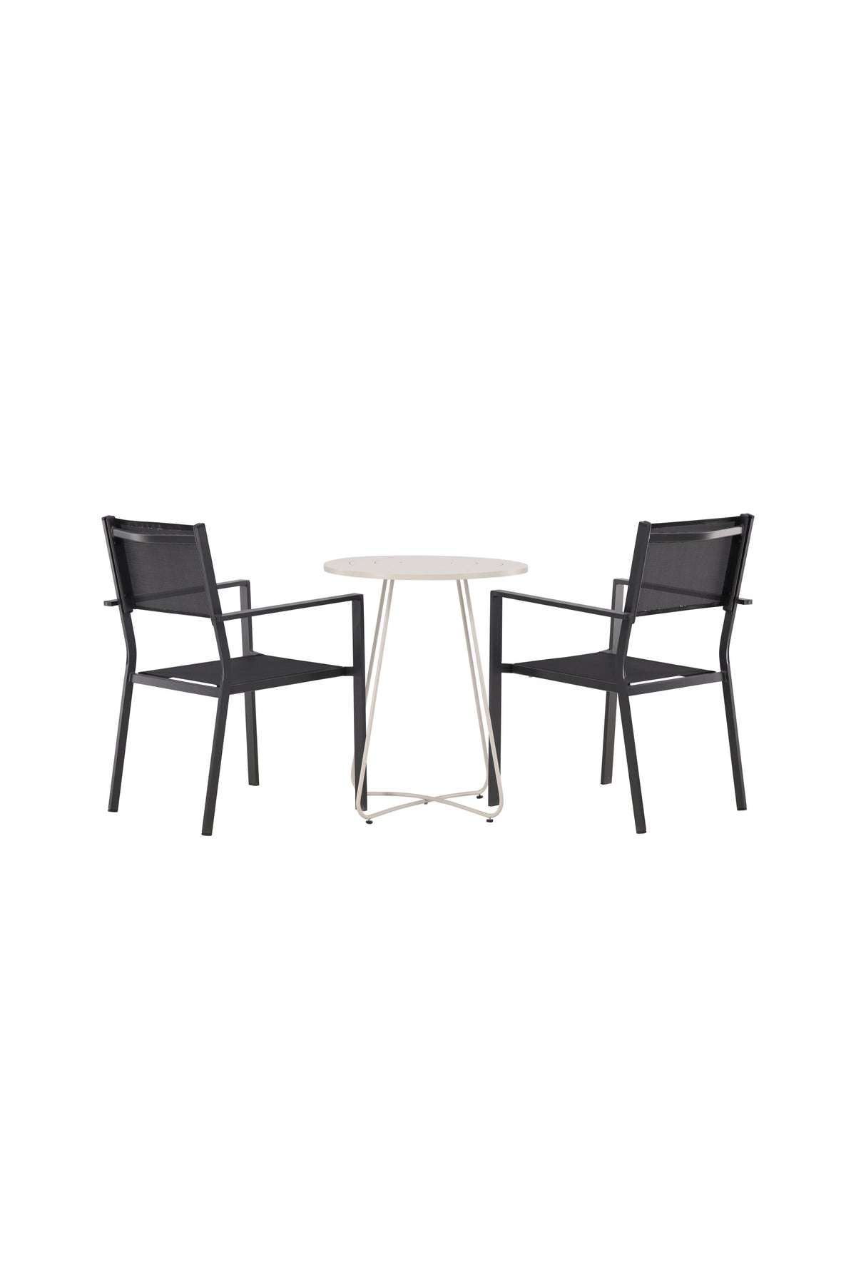 Bacong Outdoor-Tischset + Copacabana ⌀60cm/2St. in Beige/Schwarz präsentiert im Onlineshop von KAQTU Design AG. Gartentischset ist von Venture Home