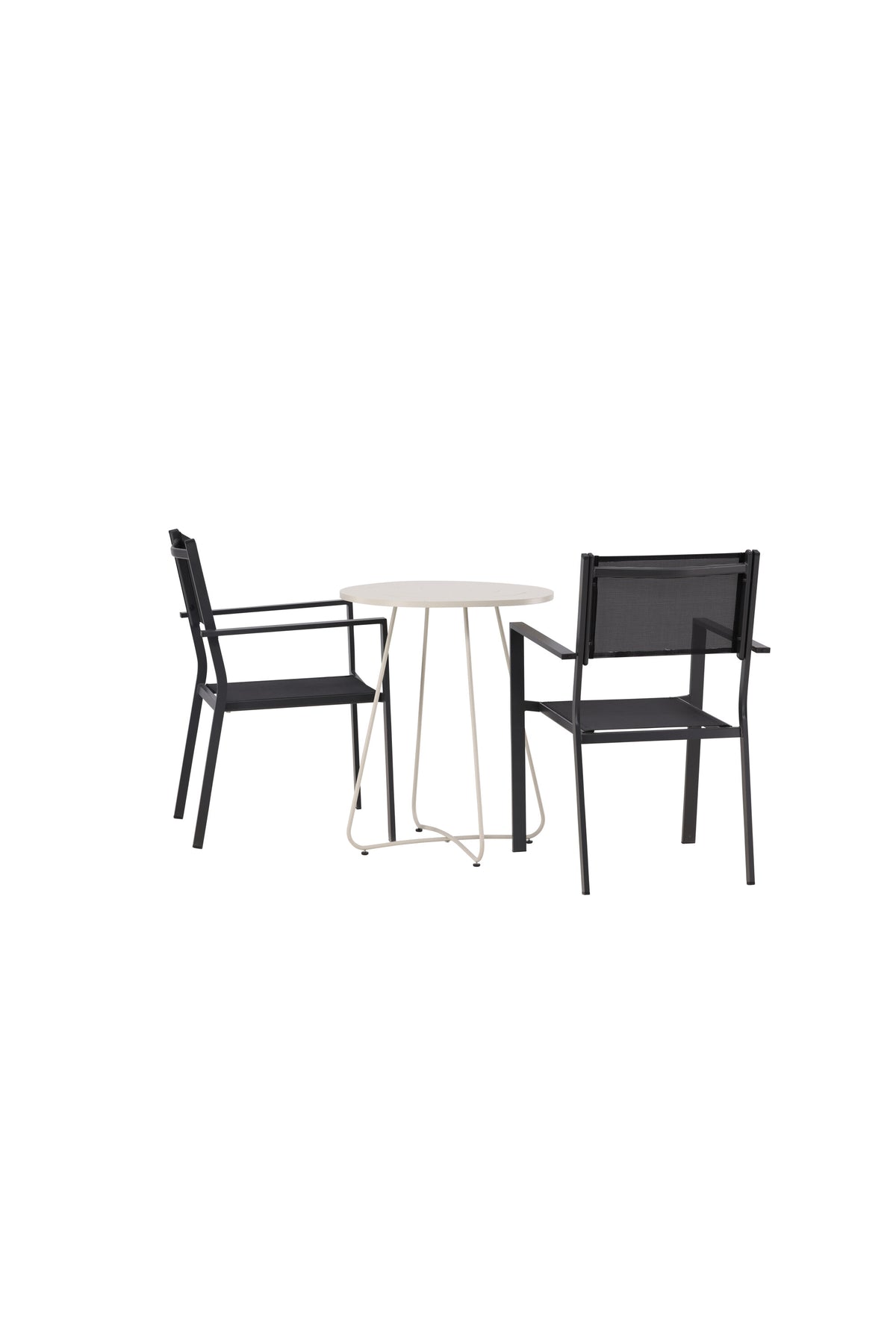 Bacong Outdoor-Tischset + Copacabana ⌀60cm/2St. in Beige/Schwarz präsentiert im Onlineshop von KAQTU Design AG. Gartentischset ist von Venture Home