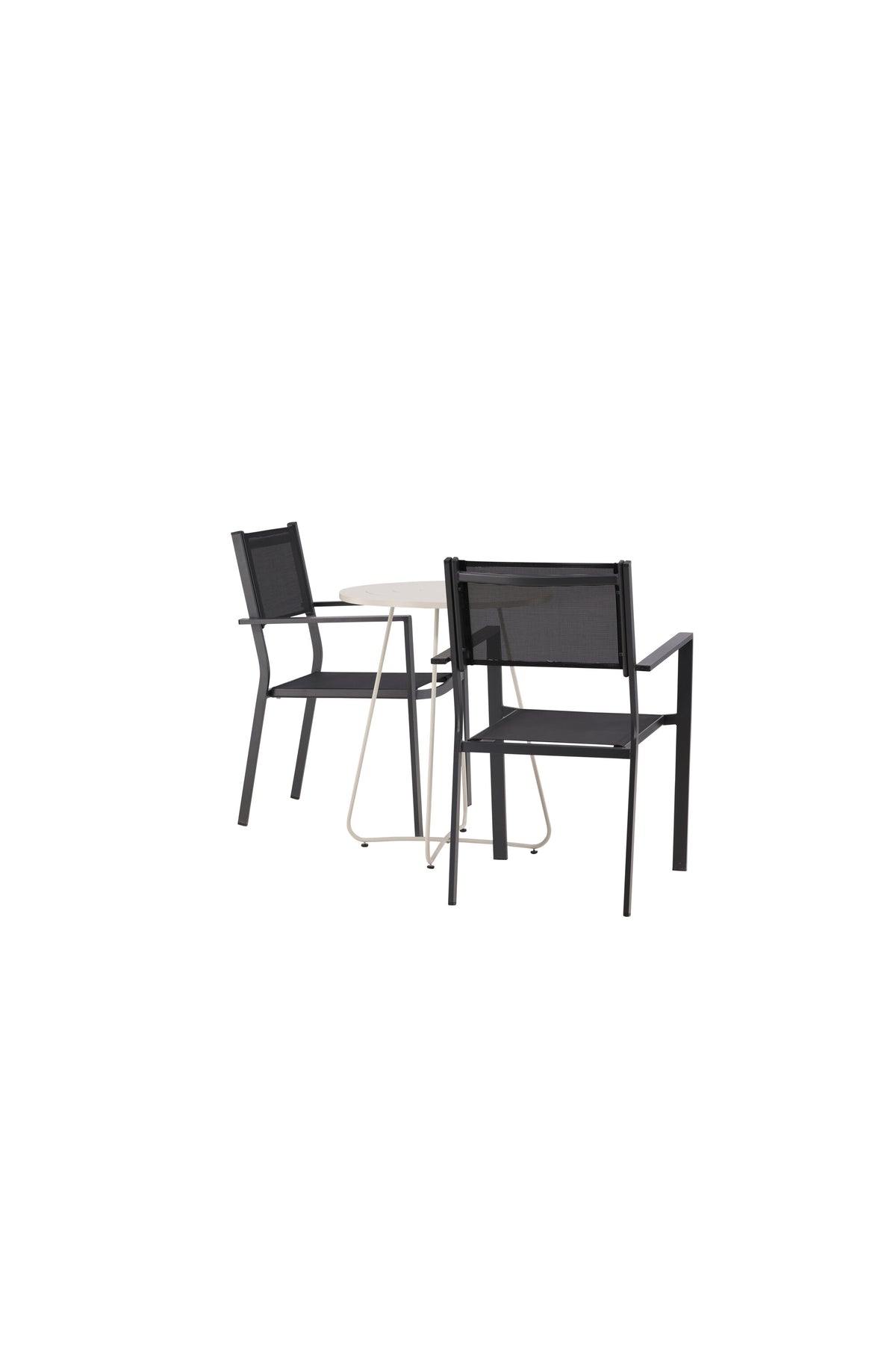 Bacong Outdoor-Tischset + Copacabana ⌀60cm/2St. in Beige/Schwarz präsentiert im Onlineshop von KAQTU Design AG. Gartentischset ist von Venture Home