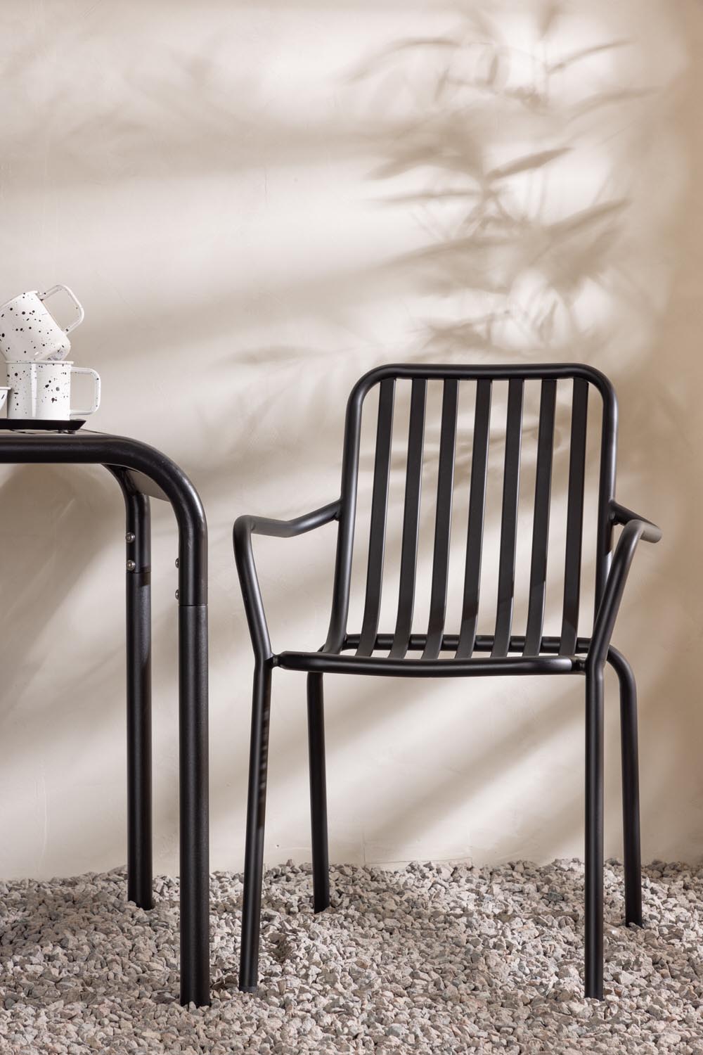 Borneo Outdoor-Tischset + Peking 70cm/2St. in Schwarz präsentiert im Onlineshop von KAQTU Design AG. Gartentischset ist von Venture Home