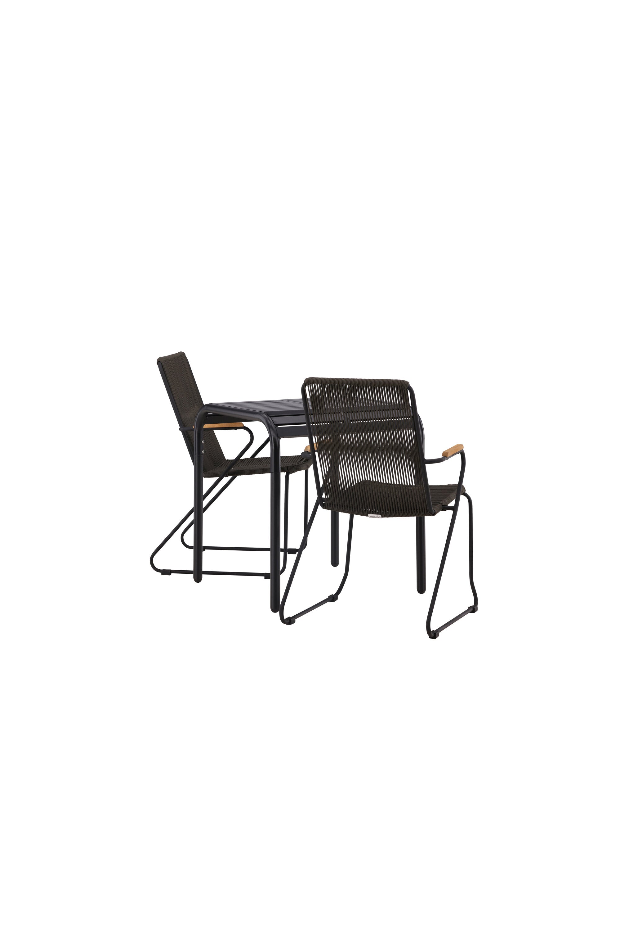 Borneo Outdoor-Tischset + Bois 70cm/2St. in Schwarz, Dunkelgrau präsentiert im Onlineshop von KAQTU Design AG. Gartentischset ist von Venture Home