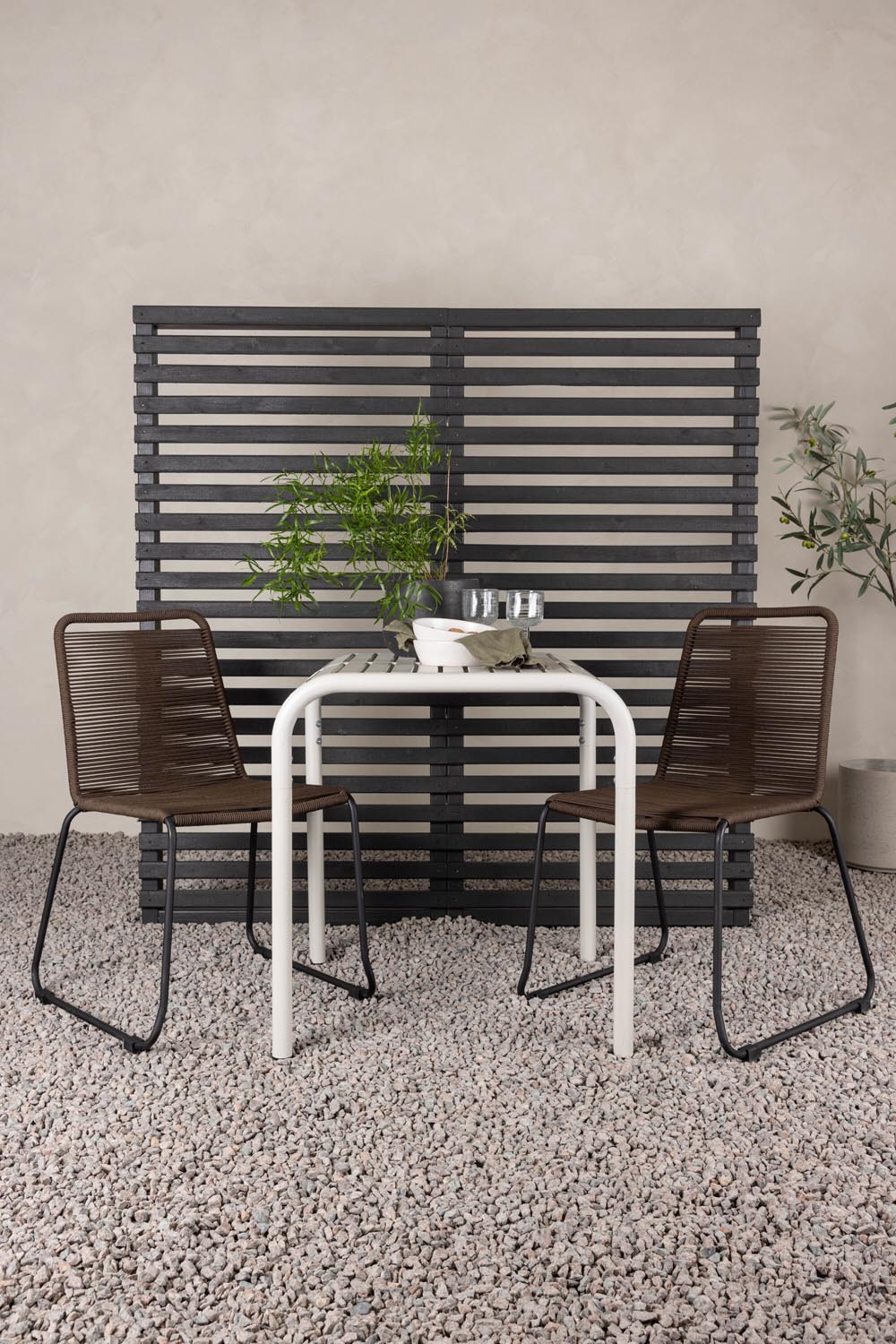 Borneo Outdoor-Caféset + Lindos 70cm/2St. in Beige präsentiert im Onlineshop von KAQTU Design AG. Gartentischset ist von Venture Home