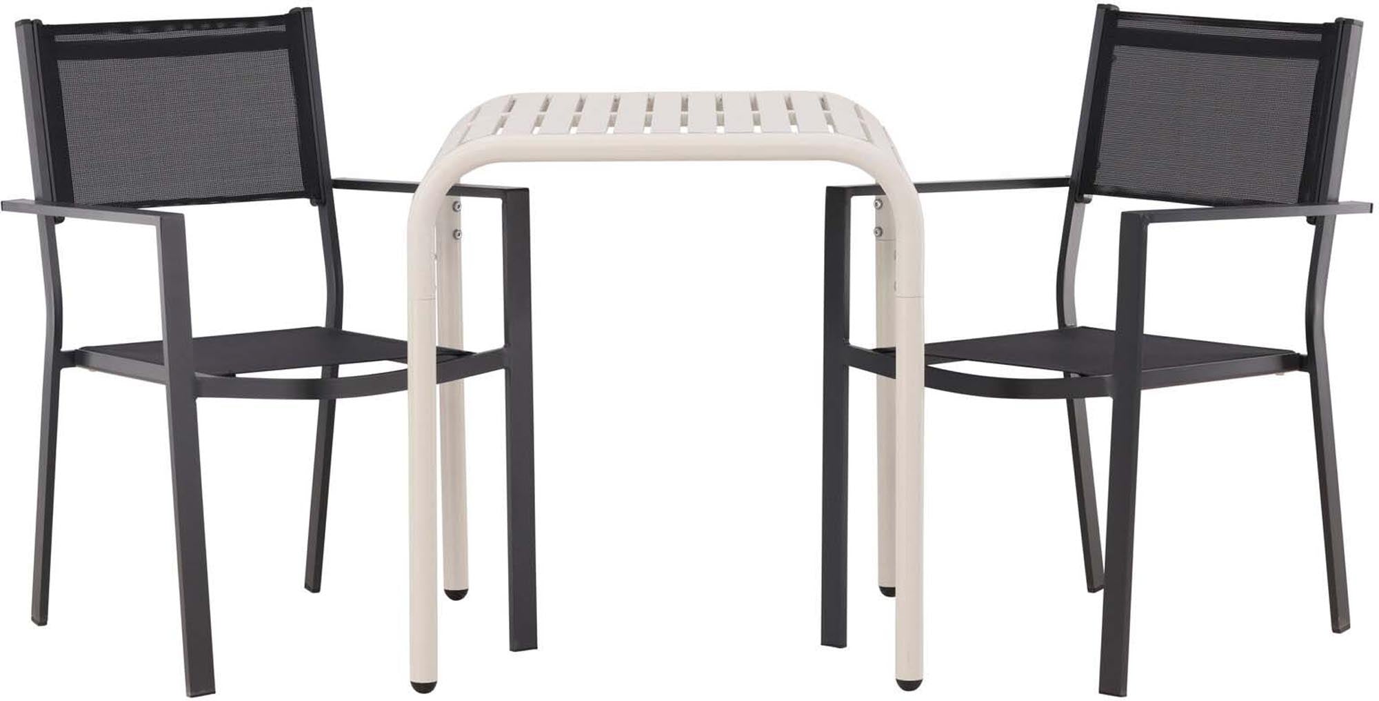 Elegantes Borneo Outdoor-Tischset mit 70 cm Tisch und stapelbaren Copacabana Stühlen. Ideal für kleine Außenbereiche, wetterfest und modern.