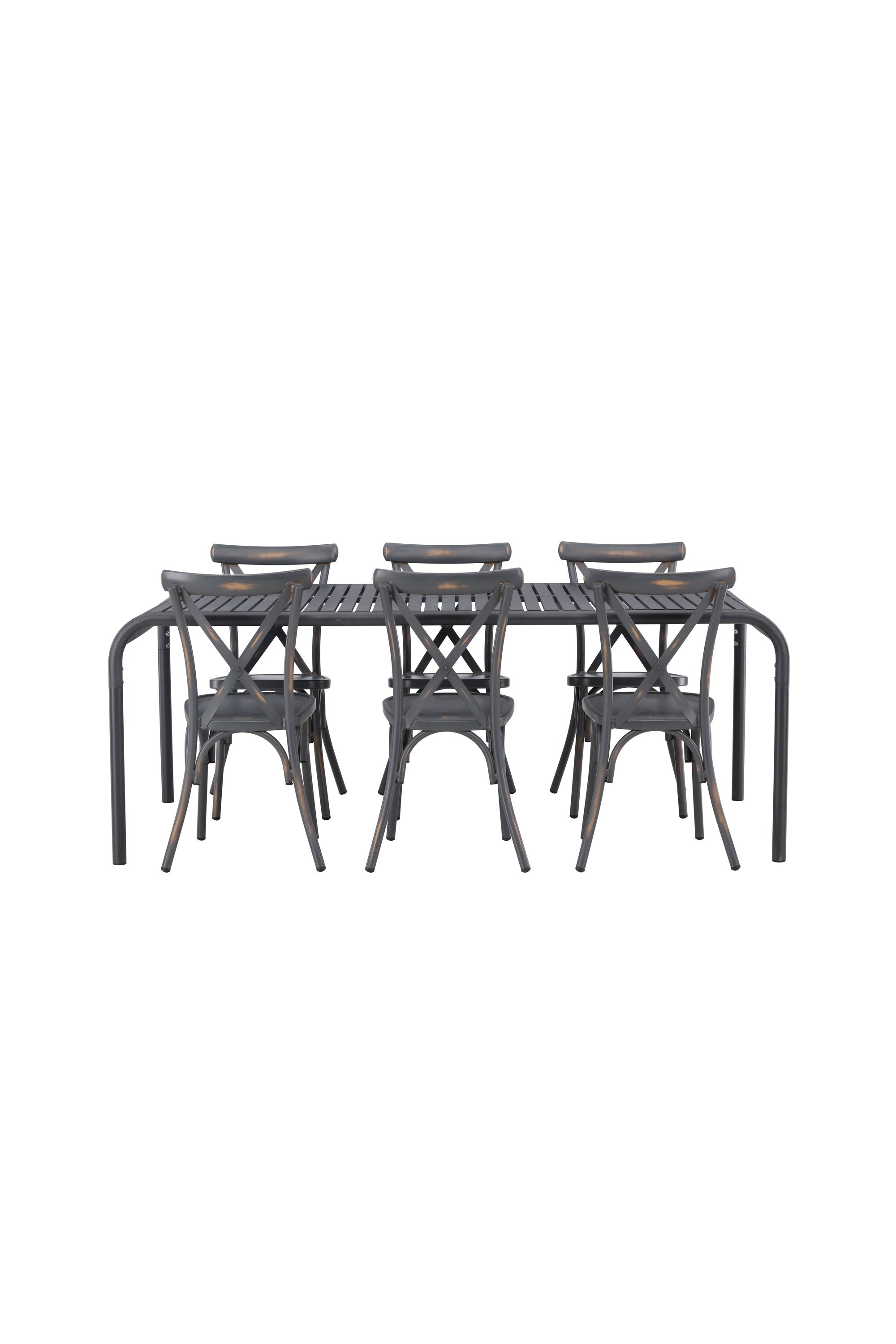 Borneo Outdoor-Tischset + Peking 200cm/6St. in Dunkelgrau präsentiert im Onlineshop von KAQTU Design AG. Gartentischset ist von Venture Home