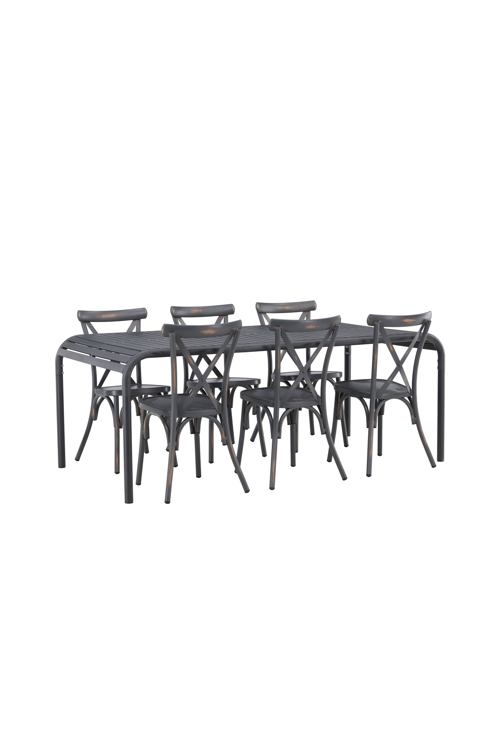 Borneo Outdoor-Tischset + Peking 200cm/6St. in Dunkelgrau präsentiert im Onlineshop von KAQTU Design AG. Gartentischset ist von Venture Home