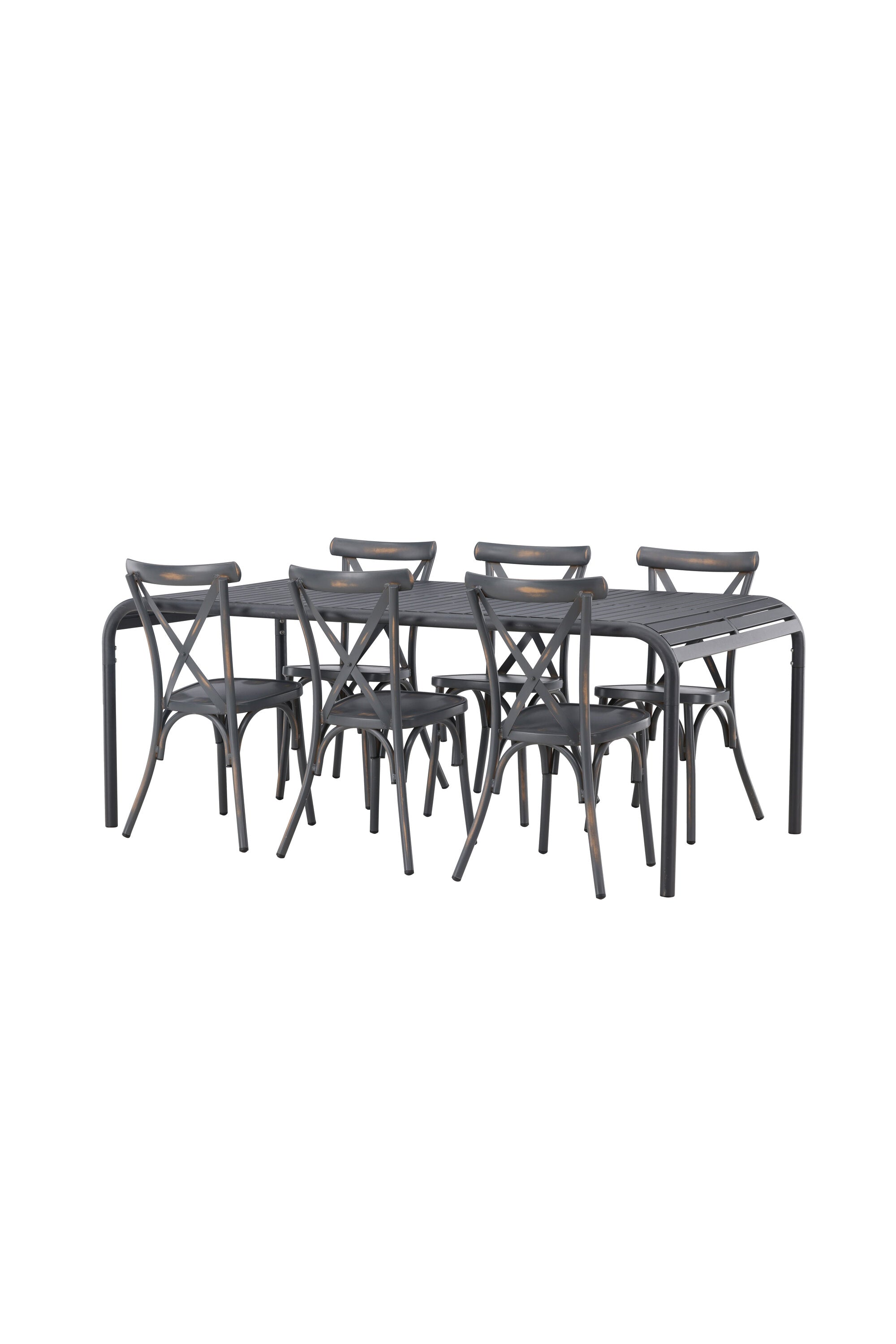 Borneo Outdoor-Tischset + Peking 200cm/6St. in Dunkelgrau präsentiert im Onlineshop von KAQTU Design AG. Gartentischset ist von Venture Home