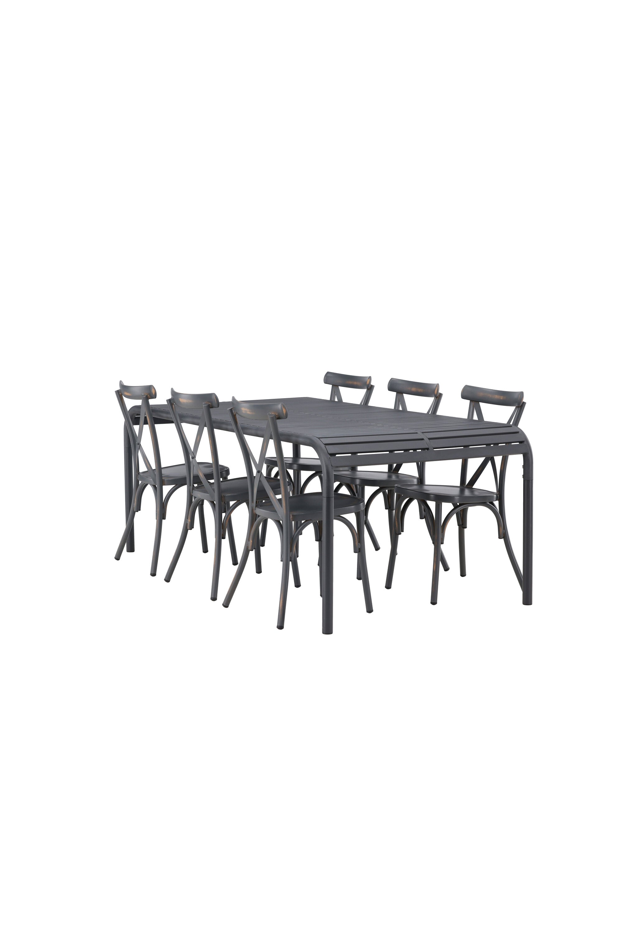 Borneo Outdoor-Tischset + Peking 200cm/6St. in Dunkelgrau präsentiert im Onlineshop von KAQTU Design AG. Gartentischset ist von Venture Home