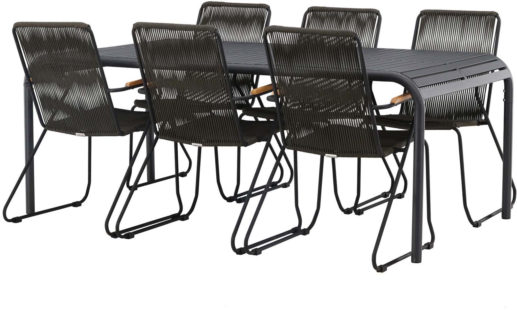 Stilvolles Borneo Outdoor-Tischset: Ideal für gesellige Abende im Freien mit robustem Design und komfortablen Stühlen.