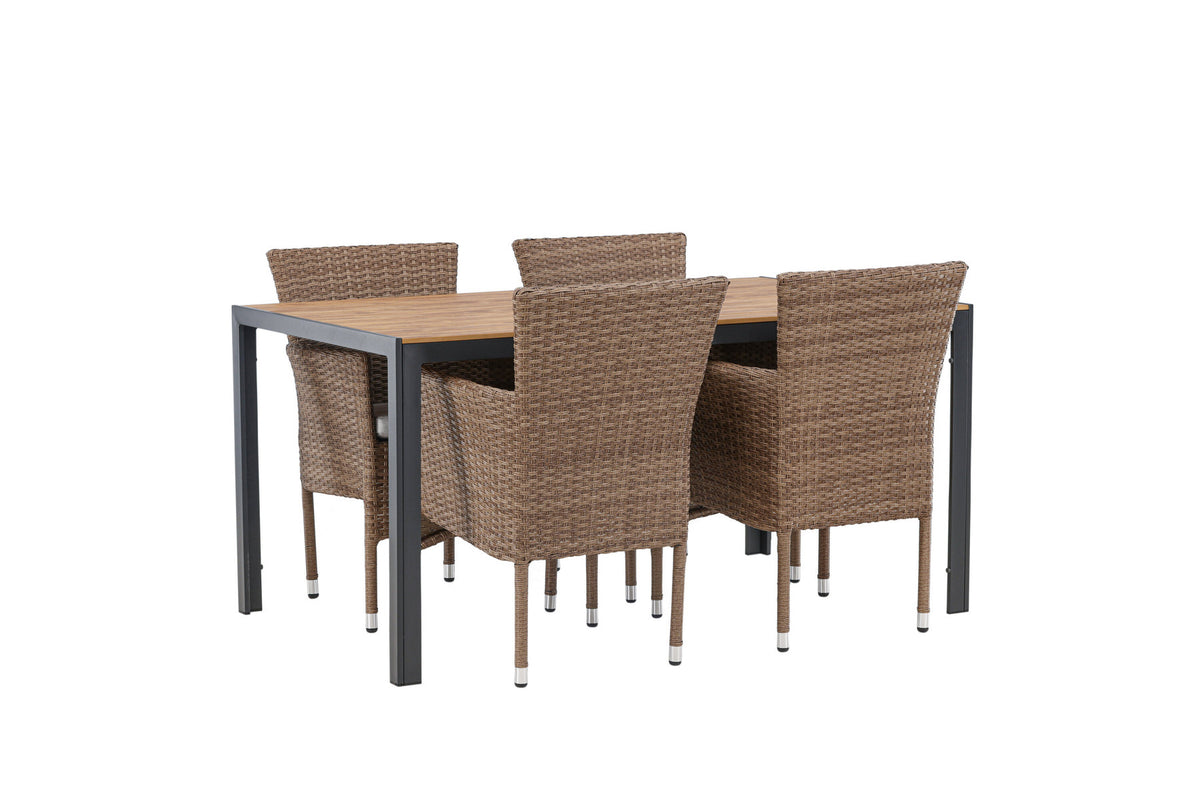 Break Outdoor-Tischset + Malina 150cm/4St. in Schwarz / Natur präsentiert im Onlineshop von KAQTU Design AG. Gartentischset ist von Venture Home