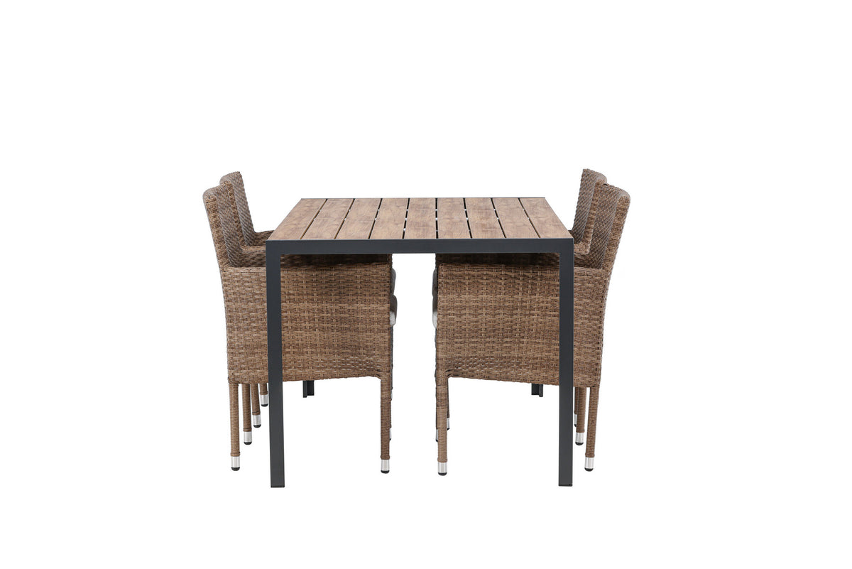 Break Outdoor-Tischset + Malina 150cm/4St. in Schwarz / Natur präsentiert im Onlineshop von KAQTU Design AG. Gartentischset ist von Venture Home