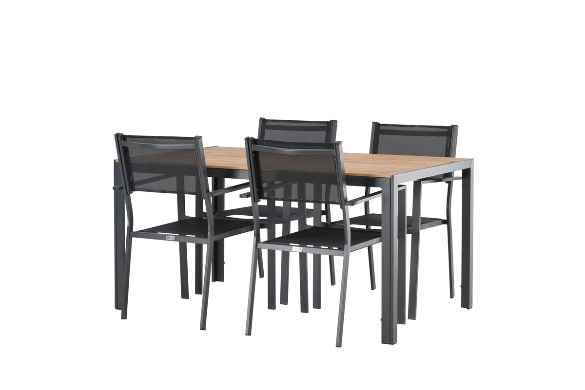 Break Outdoor-Tischset + Copacabana 150cm/4St. in Schwarz / Natur präsentiert im Onlineshop von KAQTU Design AG. Gartentischset ist von Venture Home