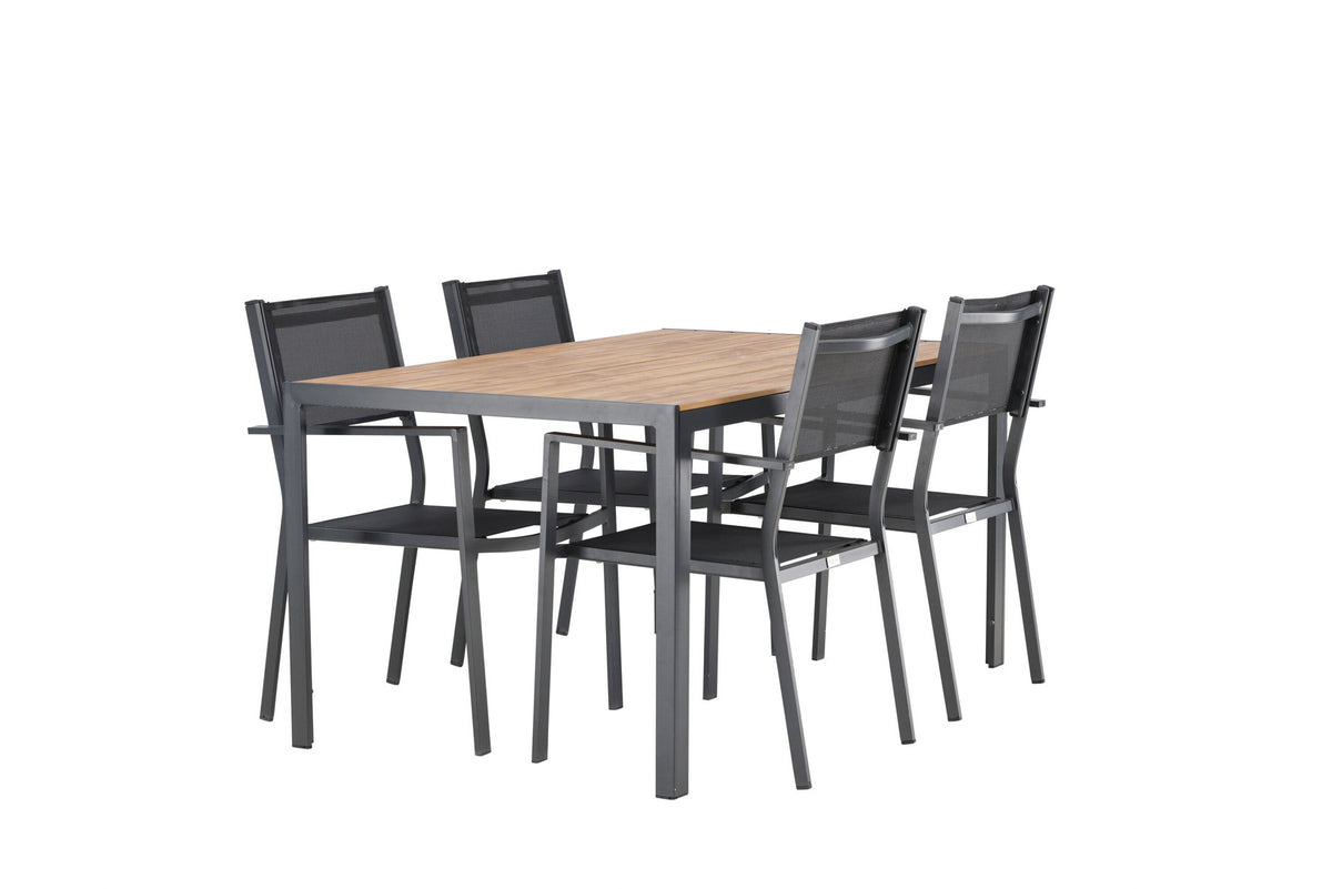 Break Outdoor-Tischset + Copacabana 150cm/4St. in Schwarz / Natur präsentiert im Onlineshop von KAQTU Design AG. Gartentischset ist von Venture Home