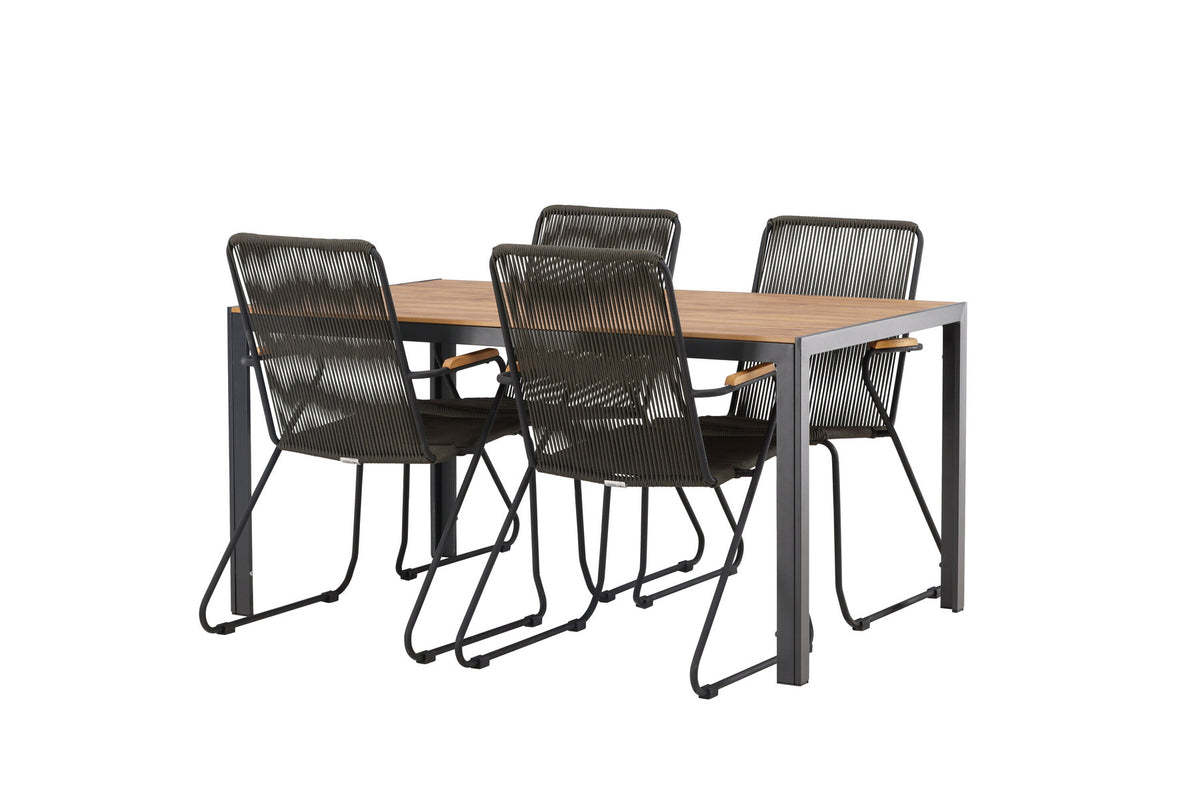 Break Outdoor-Tischset + Bois 150cm/4St. in Schwarz, Dunkelgrau präsentiert im Onlineshop von KAQTU Design AG. Gartentischset ist von Venture Home