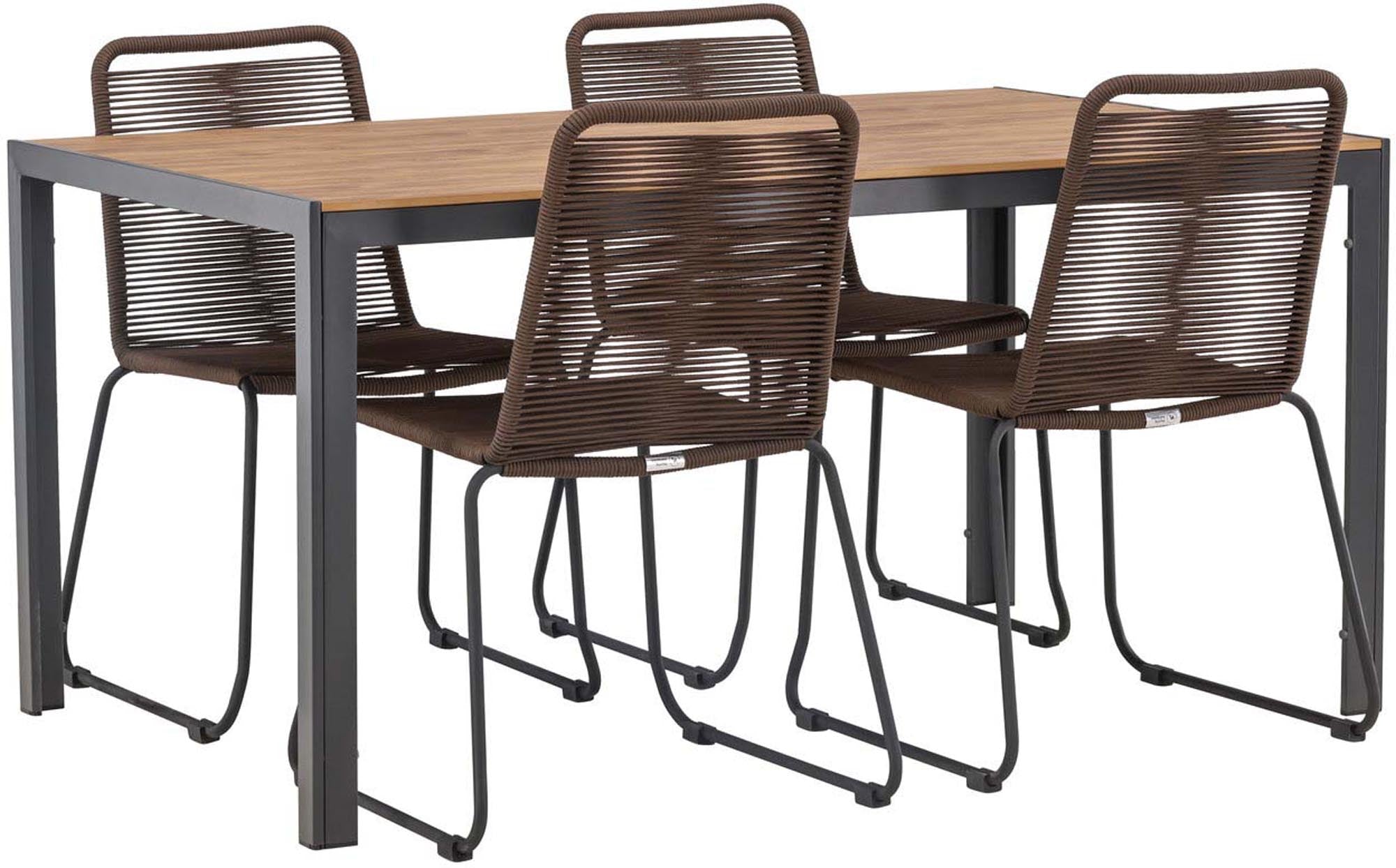 Entdecken Sie das Break Outdoor-Tischset von Venture Home: Elegantes Design, komfortable Lindos-Stühle und ideal für entspannte Stunden im Freien.