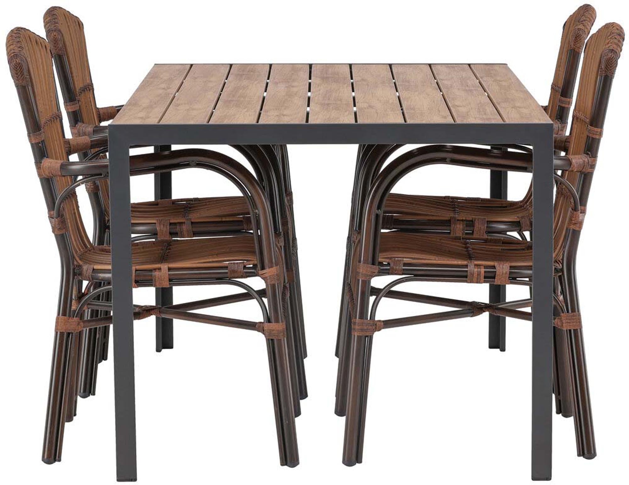 Entdecken Sie das Break Outdoor-Tischset + Galera 150cm/4St. von Venture Home – stilvoll, wetterbeständig und perfekt für gesellige Momente im Freien!