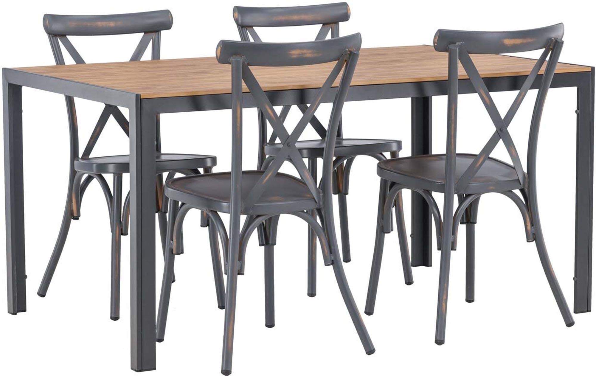 Entdecken Sie das Break Outdoor-Tischset + Peking 150cm/4St. von Venture Home – ideal für gesellige Abende im Freien mit Stil und Komfort.