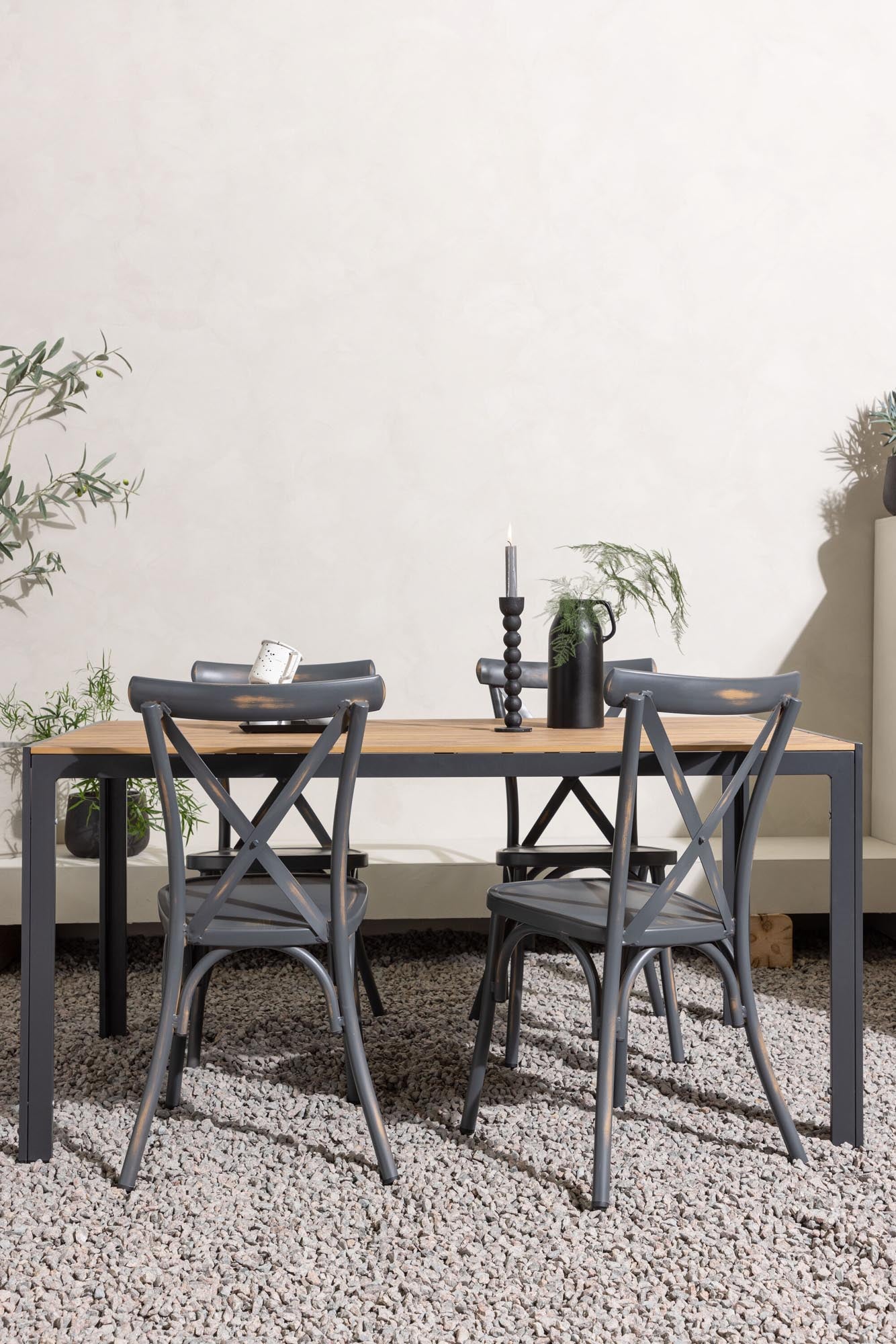 Erleben Sie das Break Outdoor-Tischset + Peking 150cm/4St. von Venture Home – ideal für stilvolle Outdoor-Momente mit Freunden und Familie.
