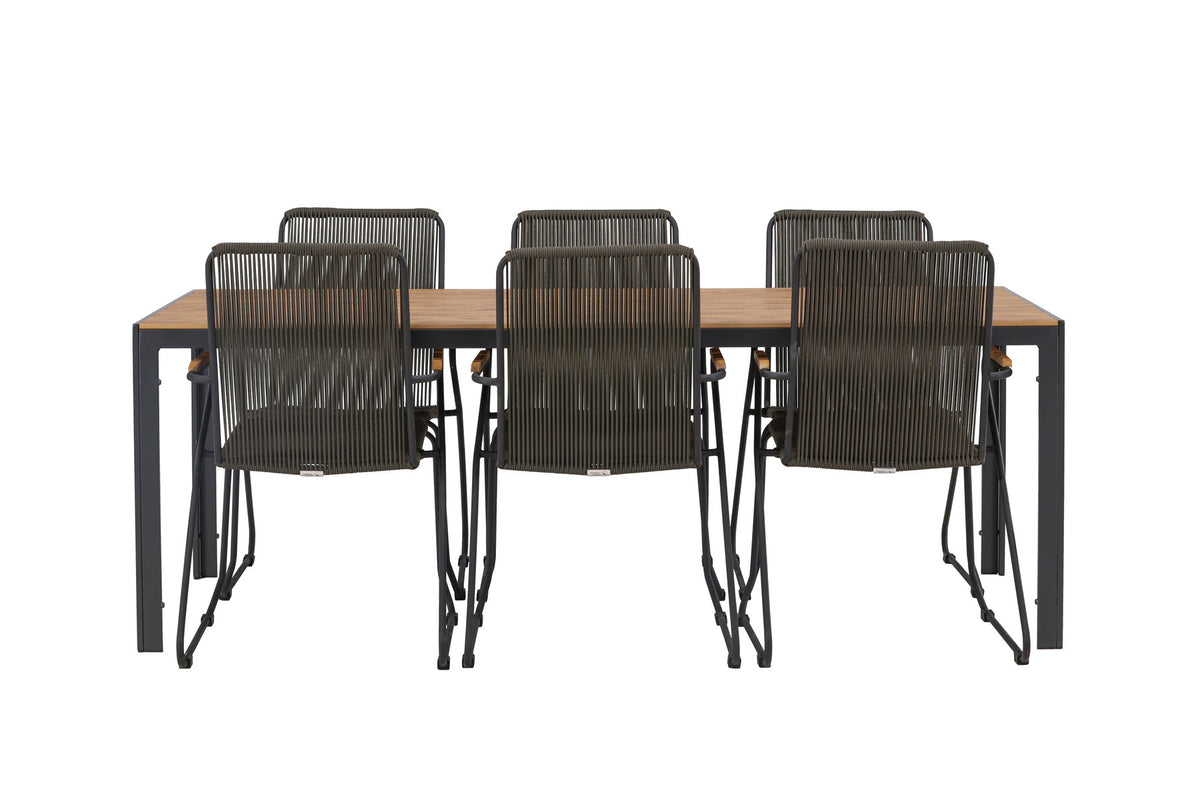 Break Outdoor-Tischset + Bois 205cm/6St. in Schwarz, Dunkelgrau präsentiert im Onlineshop von KAQTU Design AG. Gartentischset ist von Venture Home