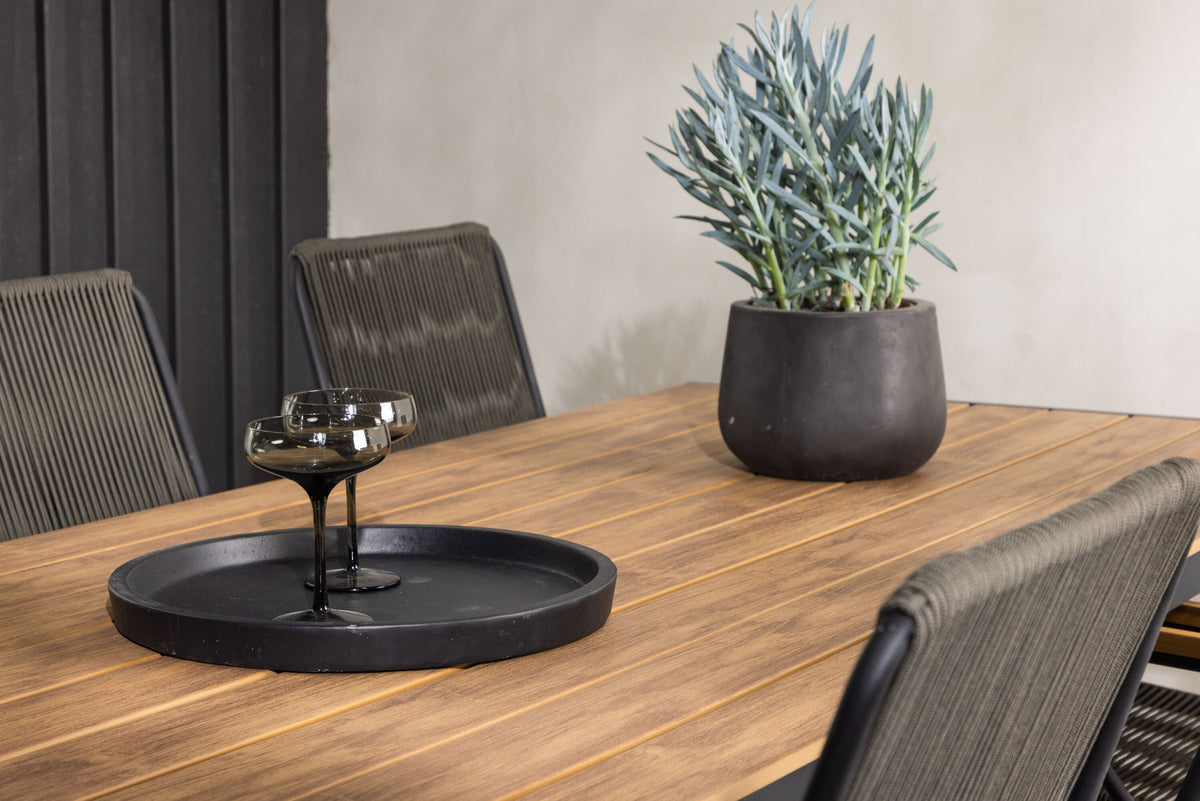Break Outdoor-Tischset + Bois 205cm/6St. in Schwarz, Dunkelgrau präsentiert im Onlineshop von KAQTU Design AG. Gartentischset ist von Venture Home