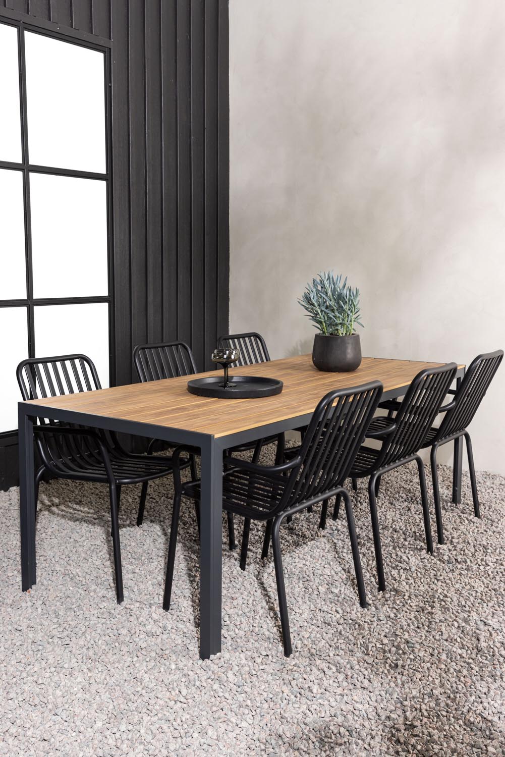 Break Outdoor-Tischset + Peking 205cm/6St. in Schwarz präsentiert im Onlineshop von KAQTU Design AG. Gartentischset ist von Venture Home