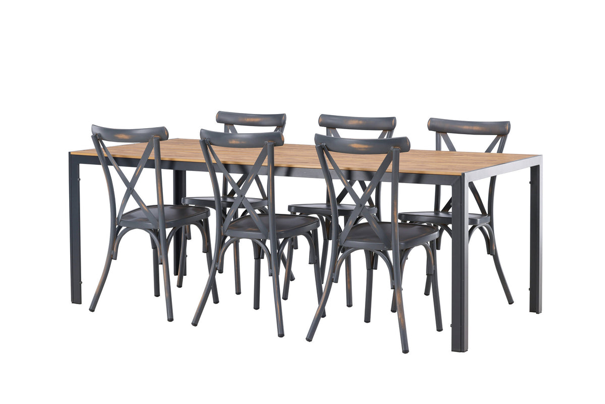 Break Outdoor-Tischset + Peking 205cm/6St. in Dunkelgrau präsentiert im Onlineshop von KAQTU Design AG. Gartentischset ist von Venture Home
