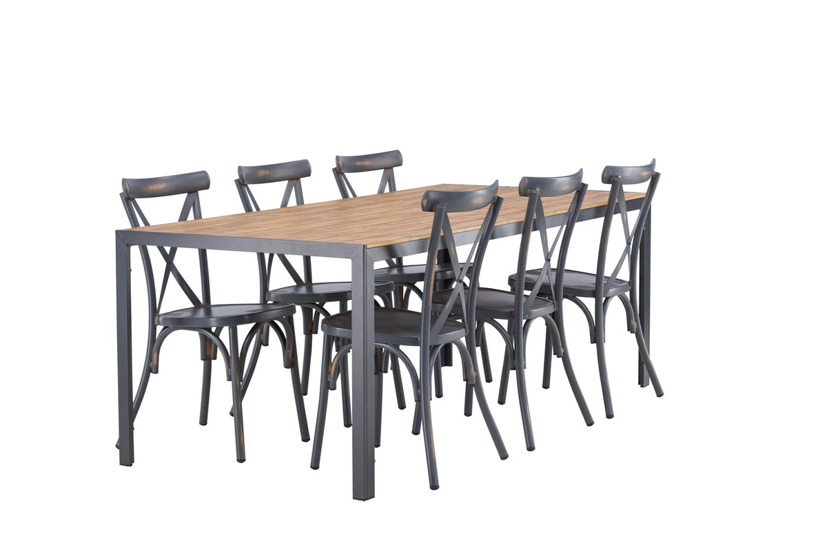 Break Outdoor-Tischset + Peking 205cm/6St. in Dunkelgrau präsentiert im Onlineshop von KAQTU Design AG. Gartentischset ist von Venture Home