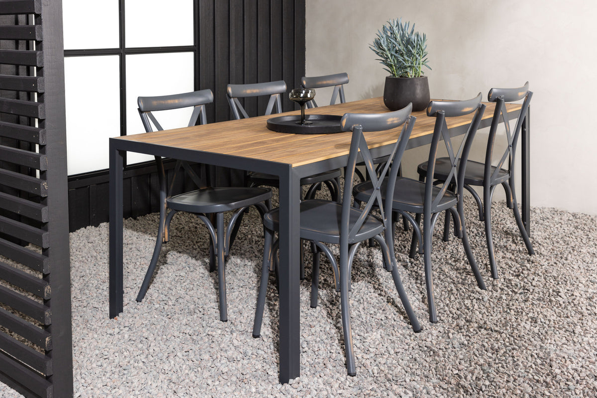 Break Outdoor-Tischset + Peking 205cm/6St. in Dunkelgrau präsentiert im Onlineshop von KAQTU Design AG. Gartentischset ist von Venture Home
