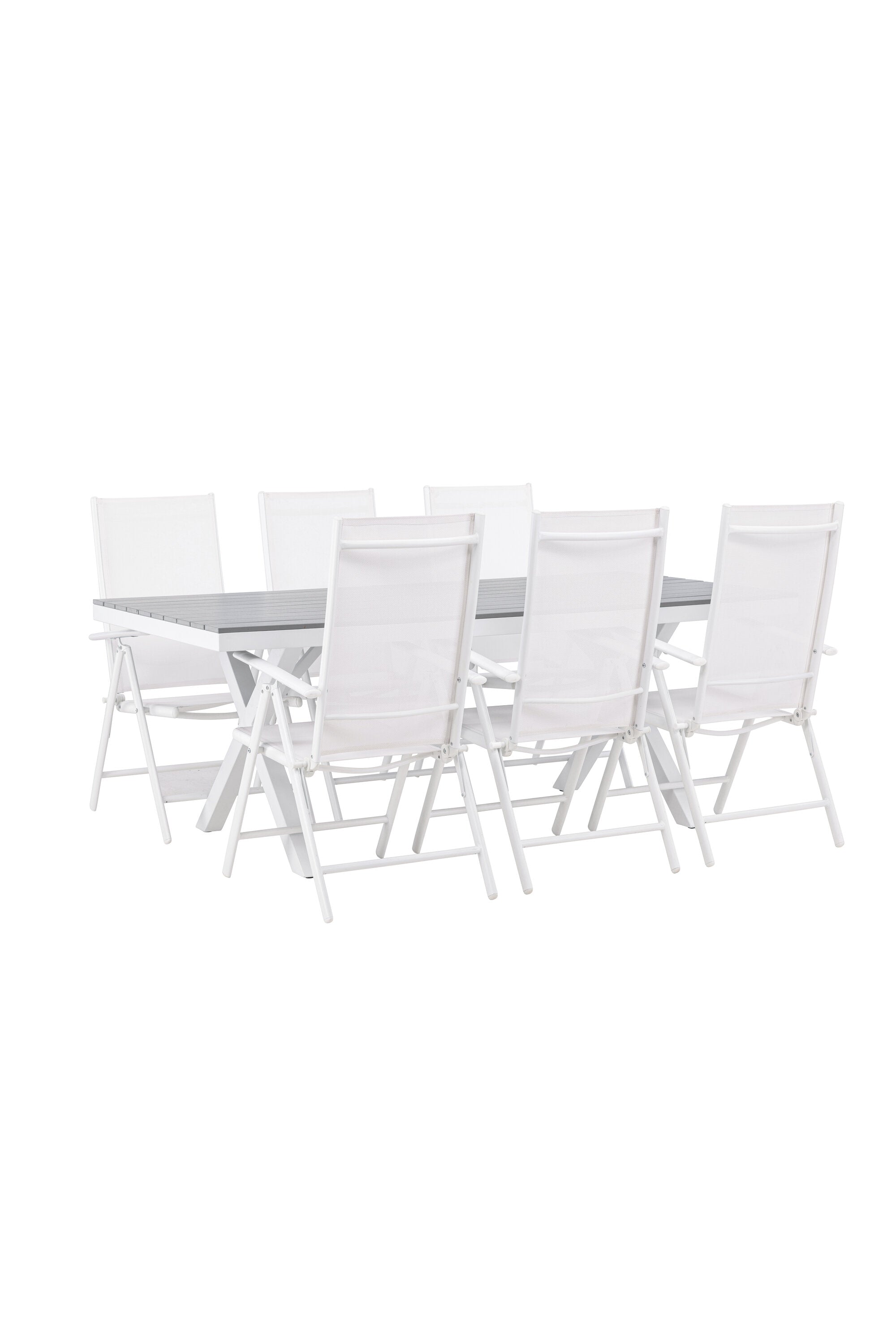 Garcia Outdoor-Tischset + Break 200cm/6St. in Weiss präsentiert im Onlineshop von KAQTU Design AG. Gartentischset ist von Venture Home