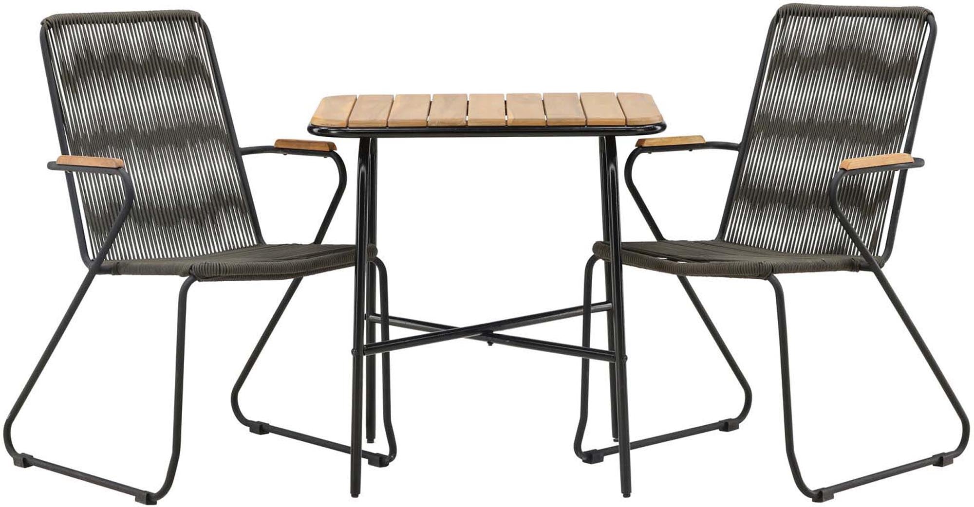 Holmbeck Outdoor-Tischset Bois: Elegantes Design aus Akazienholz und stabilen Stahlstühlen. Perfekt für gemütliche Stunden im Freien.