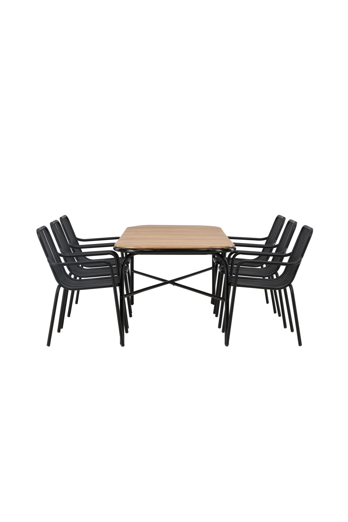 Holmbeck Outdoor-Tischset Peking 200cm/6St. in Schwarz präsentiert im Onlineshop von KAQTU Design AG. Gartentischset ist von Venture Home