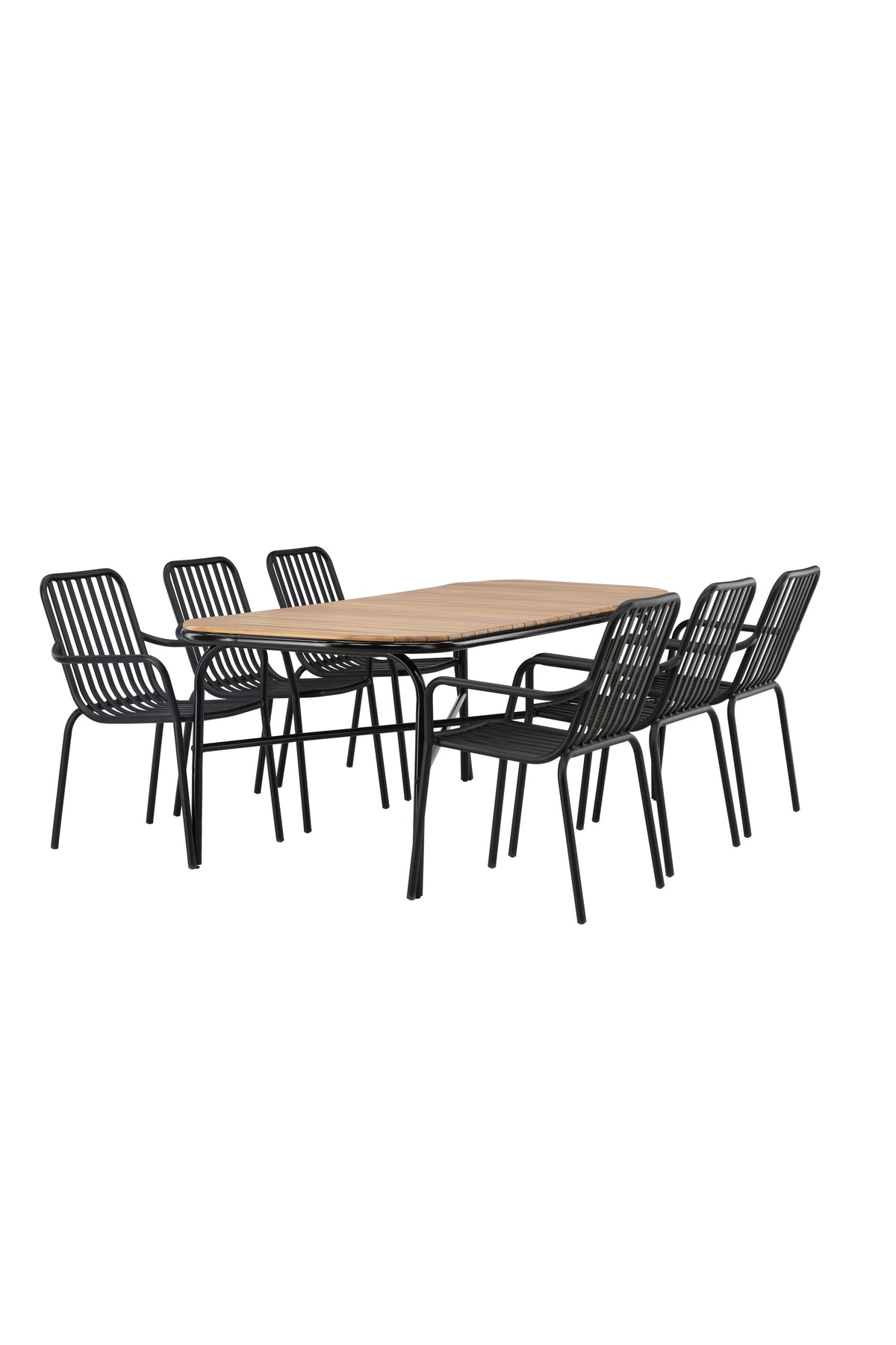 Holmbeck Outdoor-Tischset Peking 200cm/6St. in Schwarz präsentiert im Onlineshop von KAQTU Design AG. Gartentischset ist von Venture Home