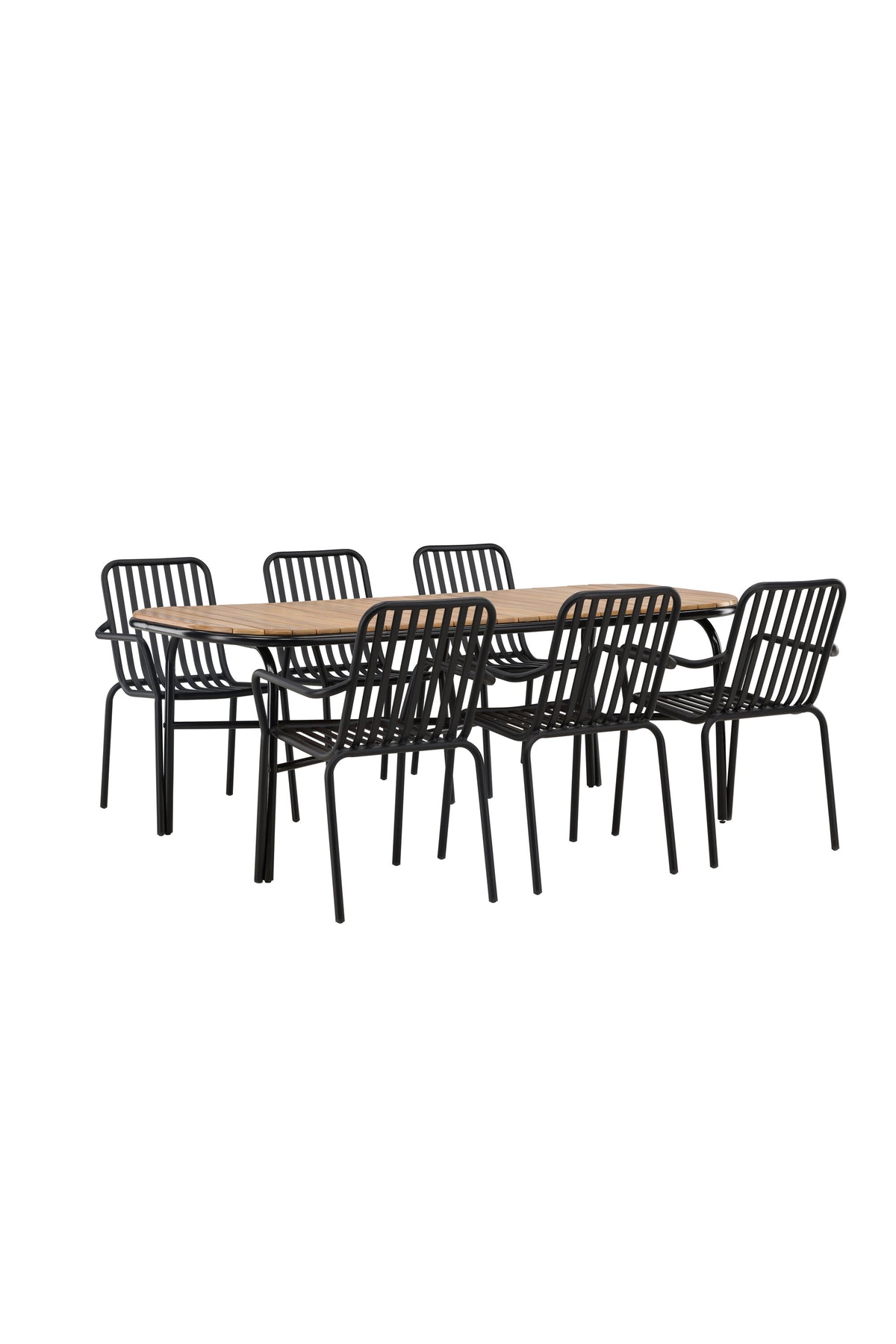 Holmbeck Outdoor-Tischset Peking 200cm/6St. in Schwarz präsentiert im Onlineshop von KAQTU Design AG. Gartentischset ist von Venture Home