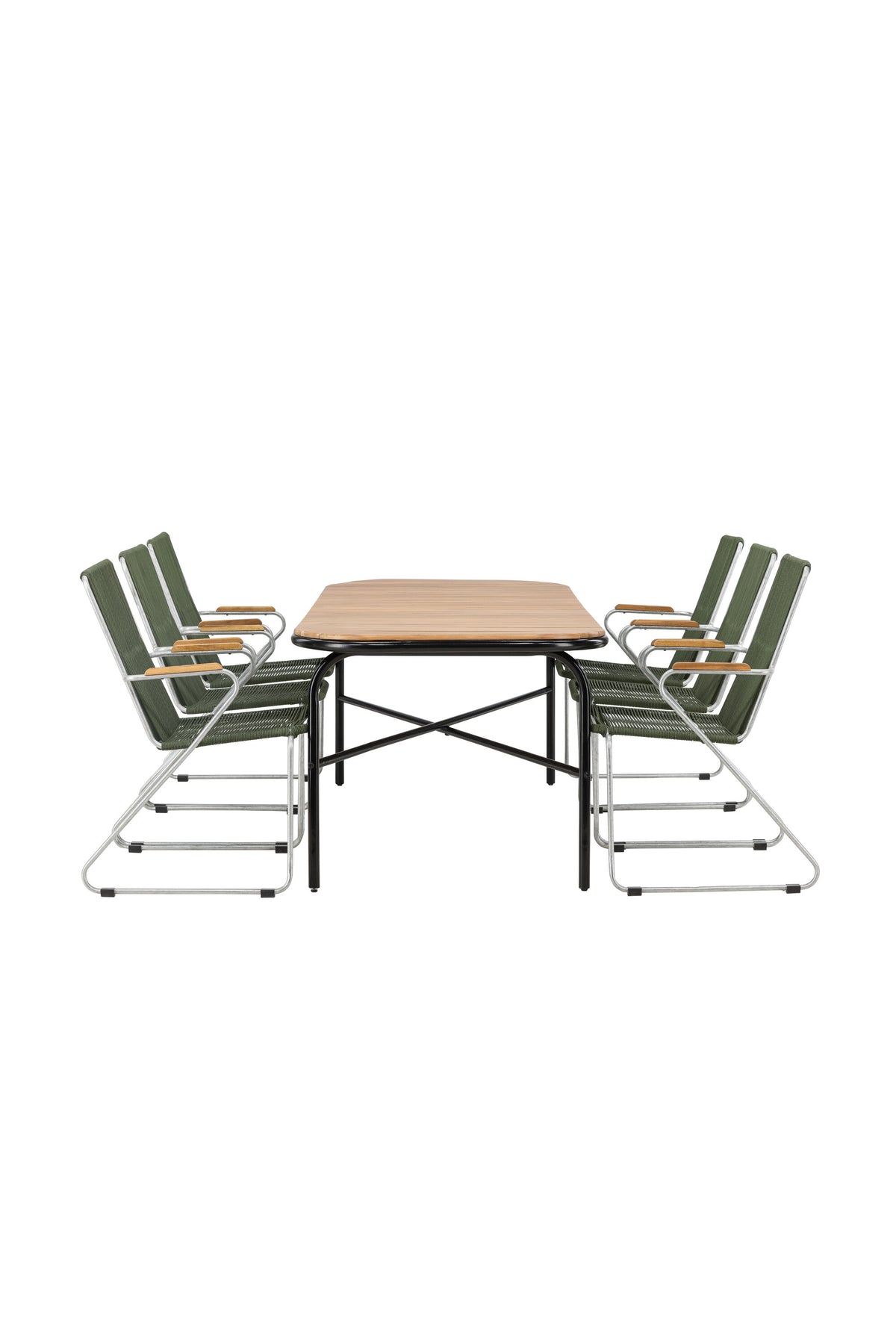 Holmbeck Outdoor-Tischset Bois 200cm/6St. in Grün, Silber präsentiert im Onlineshop von KAQTU Design AG. Gartentischset ist von Venture Home