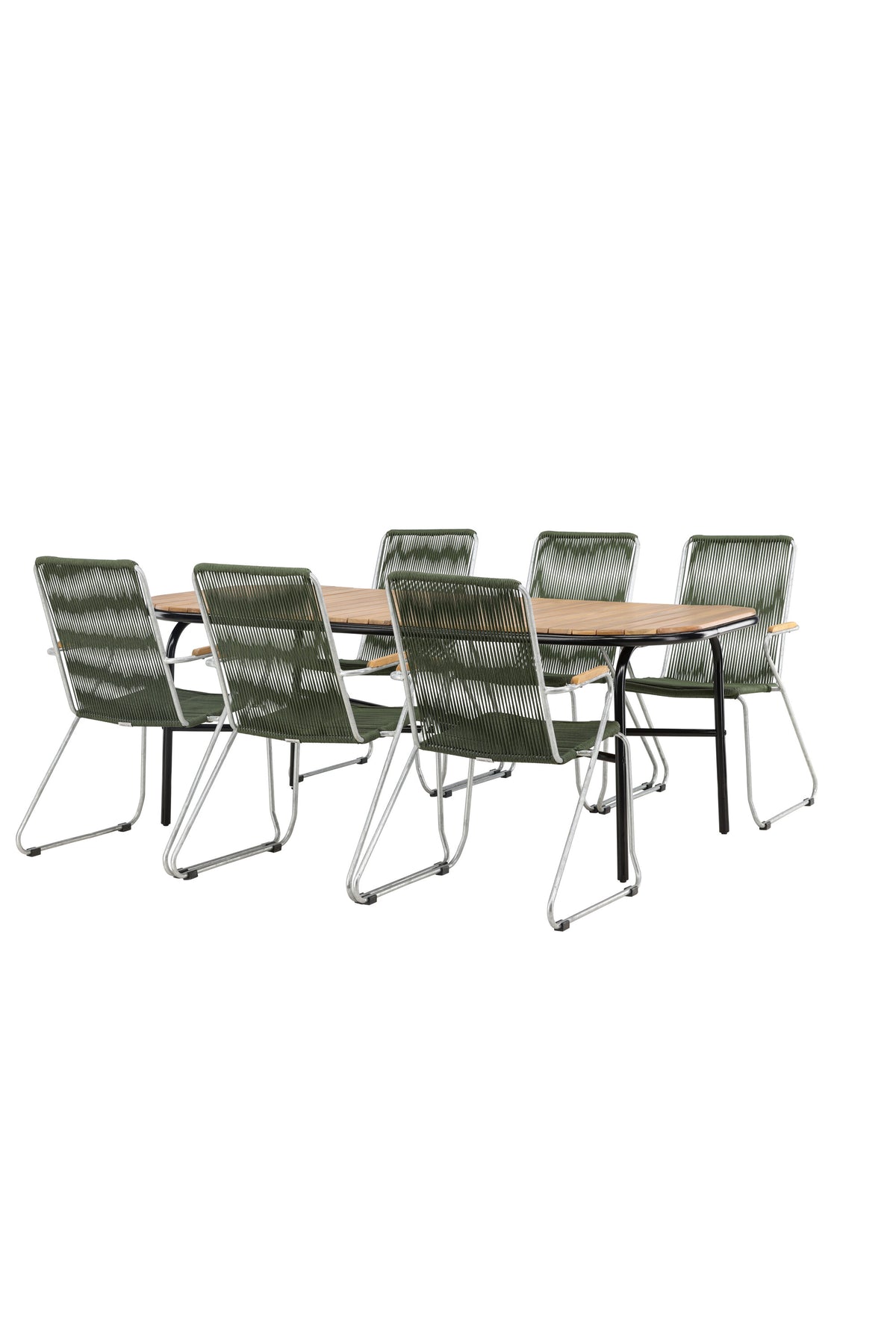 Holmbeck Outdoor-Tischset Bois 200cm/6St. in Grün, Silber präsentiert im Onlineshop von KAQTU Design AG. Gartentischset ist von Venture Home