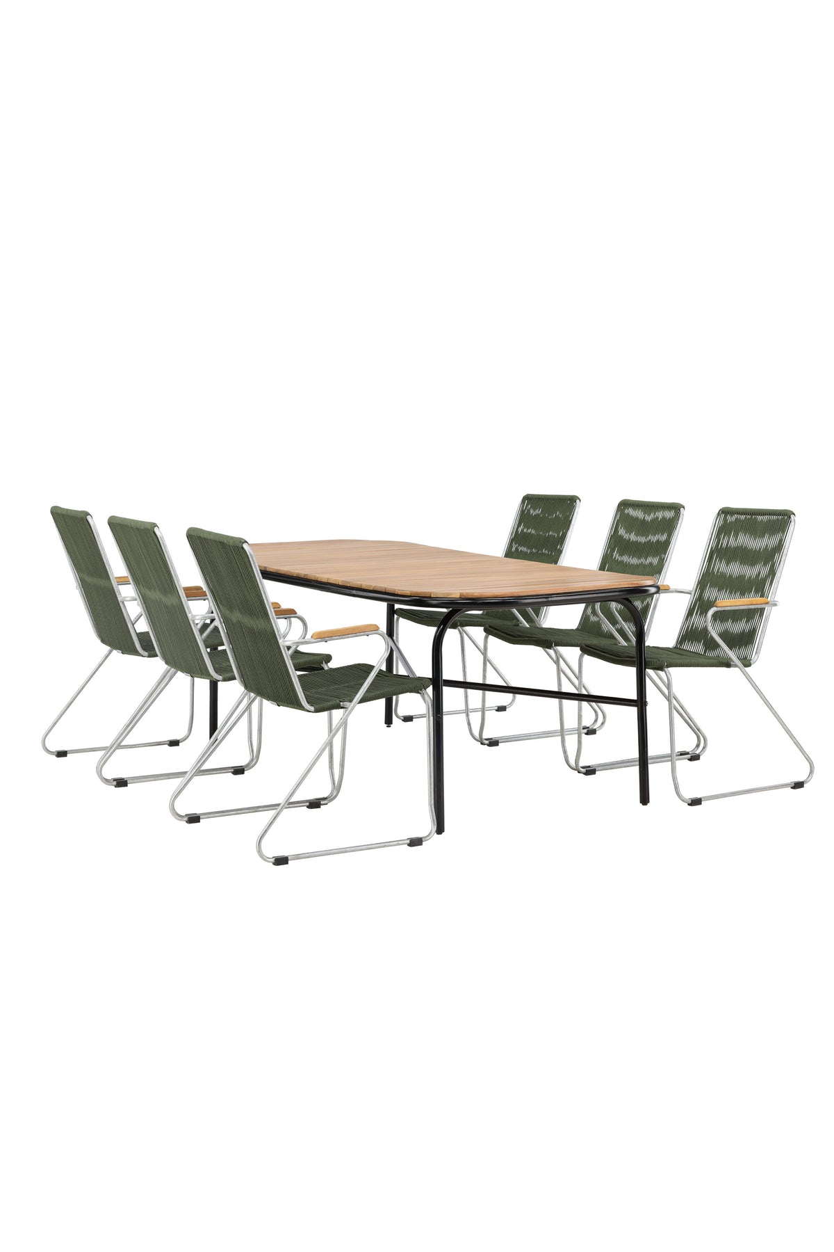 Holmbeck Outdoor-Tischset Bois 200cm/6St. in Grün, Silber präsentiert im Onlineshop von KAQTU Design AG. Gartentischset ist von Venture Home