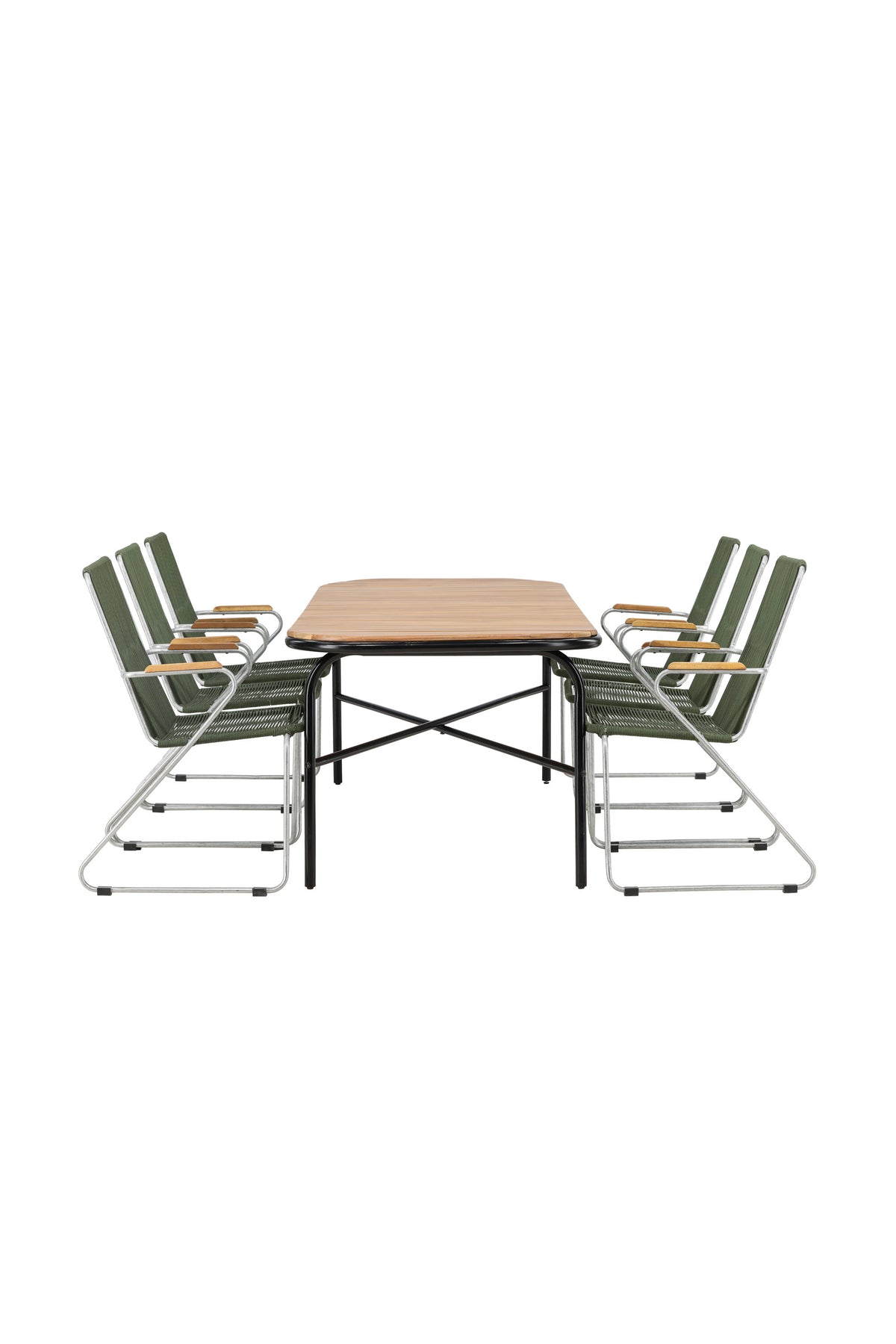 Holmbeck Outdoor-Tischset Bois 200cm/6St. in Grün, Silber präsentiert im Onlineshop von KAQTU Design AG. Gartentischset ist von Venture Home