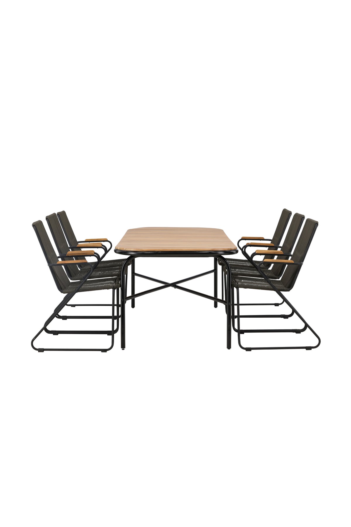 Holmbeck Outdoor-Tischset Bois 200cm/6St. in Schwarz, Dunkelgrau präsentiert im Onlineshop von KAQTU Design AG. Gartentischset ist von Venture Home
