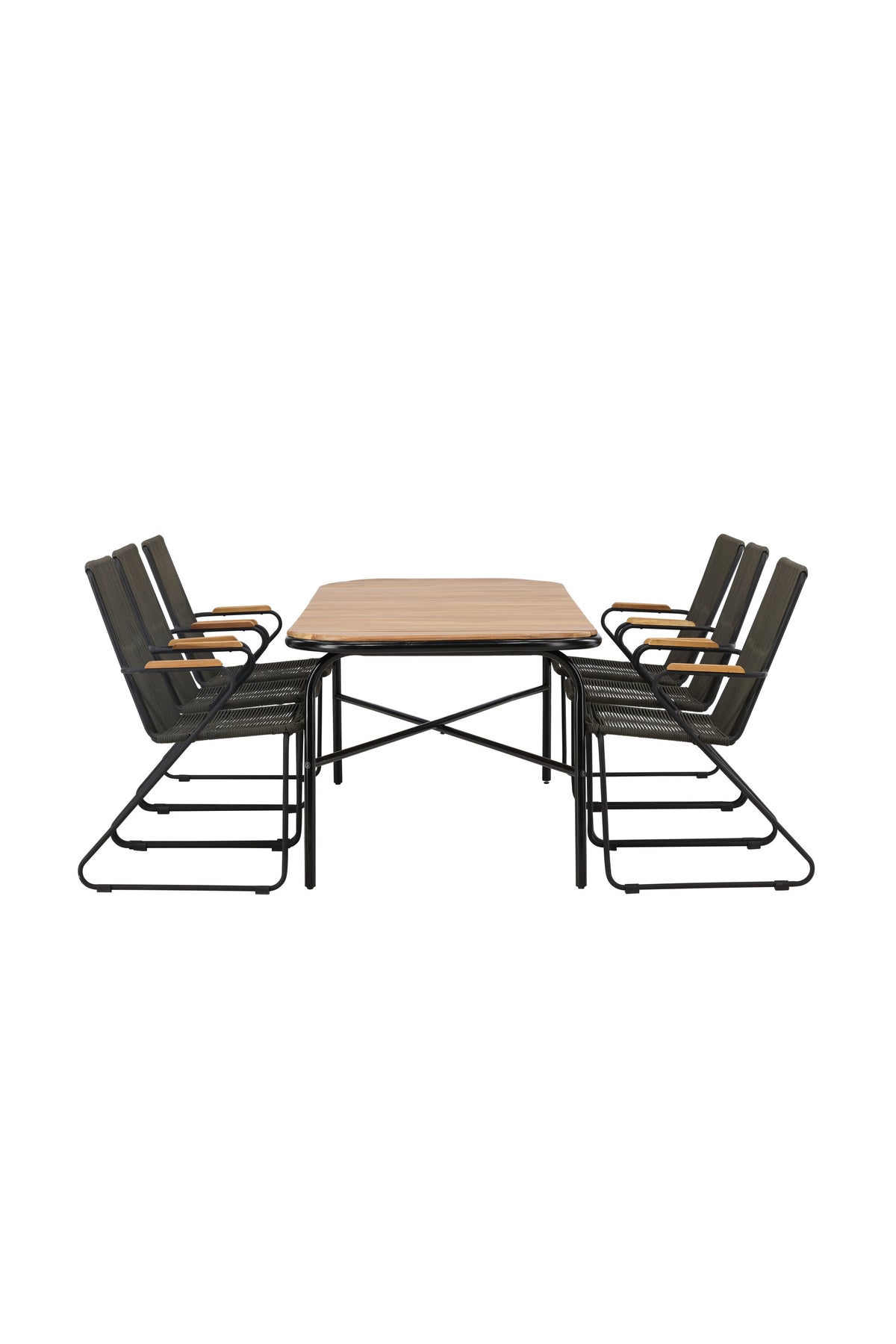 Holmbeck Outdoor-Tischset Bois 200cm/6St. in Schwarz, Dunkelgrau präsentiert im Onlineshop von KAQTU Design AG. Gartentischset ist von Venture Home