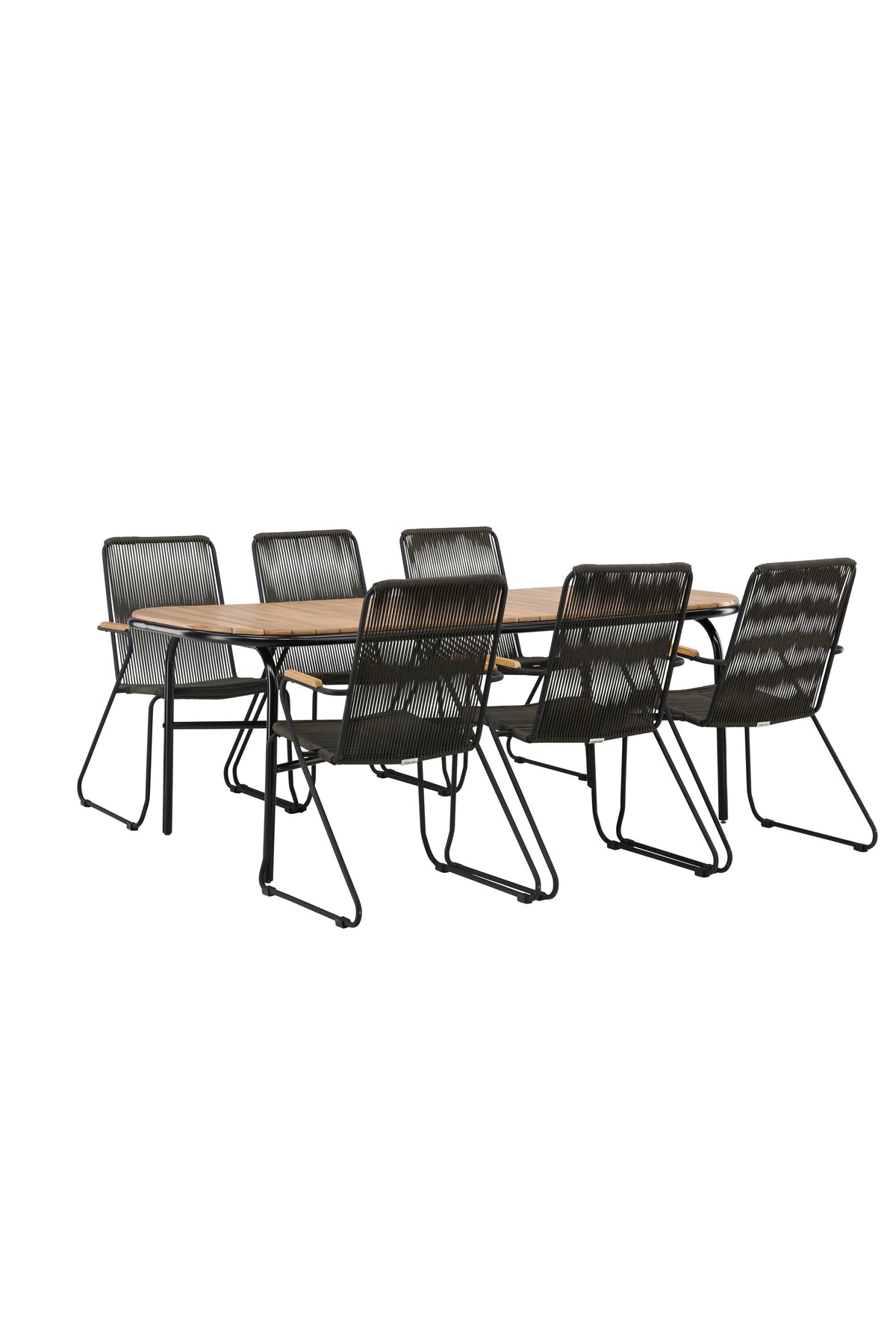 Holmbeck Outdoor-Tischset Bois 200cm/6St. in Schwarz, Dunkelgrau präsentiert im Onlineshop von KAQTU Design AG. Gartentischset ist von Venture Home