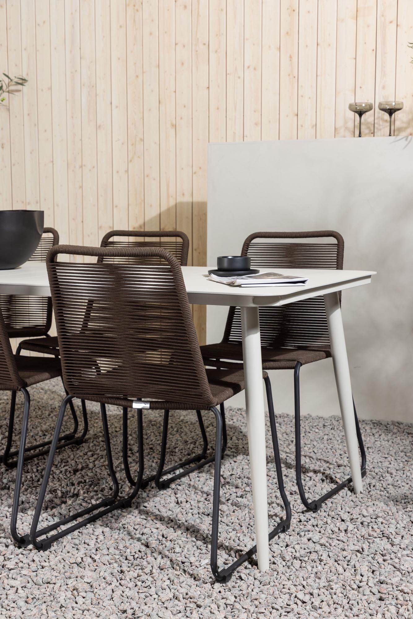 Elegantes Outdoor-Tischset mit 200cm Tisch und 6 Stühlen, ideal für stilvolle Garten- oder Terrassenmöbel.