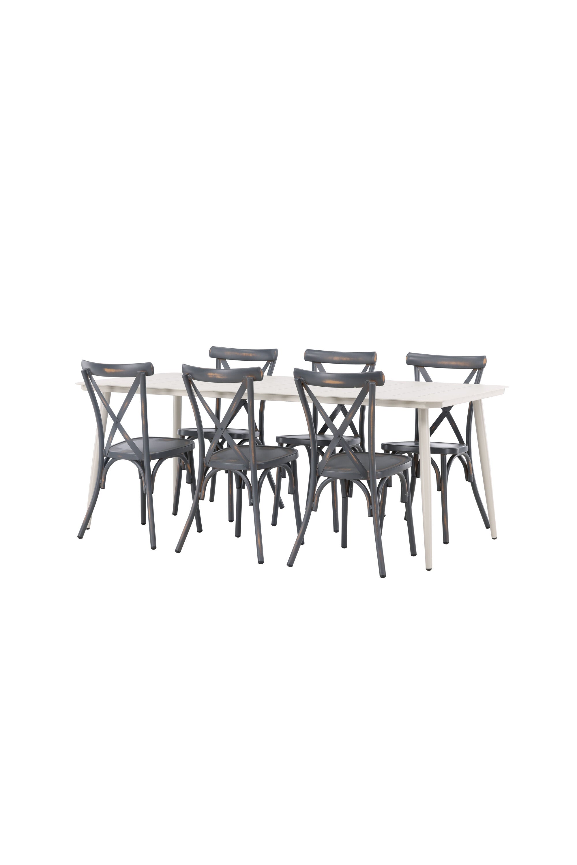 Lina Outdoor-Tischset + Peking 200cm/6St. in Dunkelgrau präsentiert im Onlineshop von KAQTU Design AG. Gartentischset ist von Venture Home