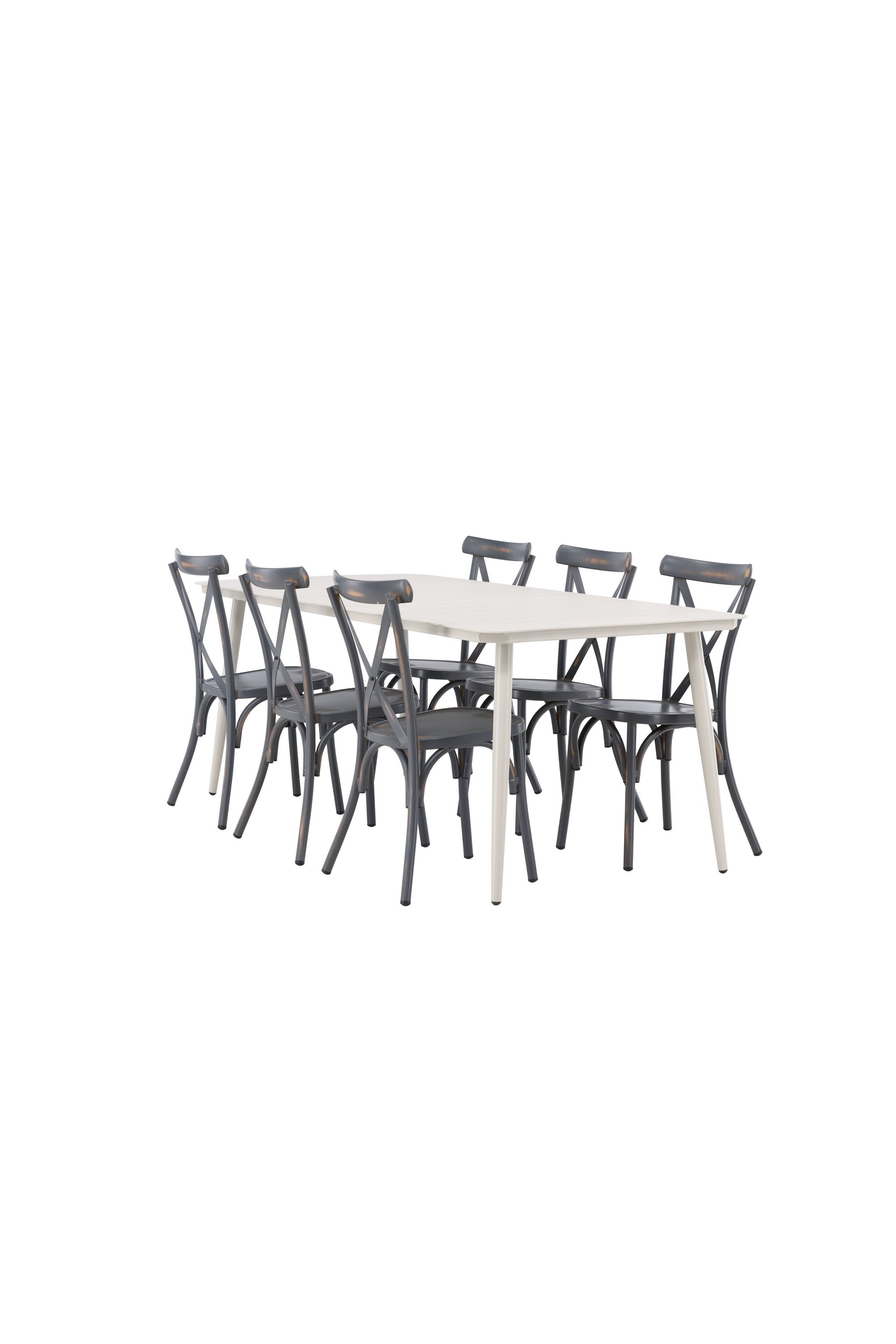 Lina Outdoor-Tischset + Peking 200cm/6St. in Dunkelgrau präsentiert im Onlineshop von KAQTU Design AG. Gartentischset ist von Venture Home