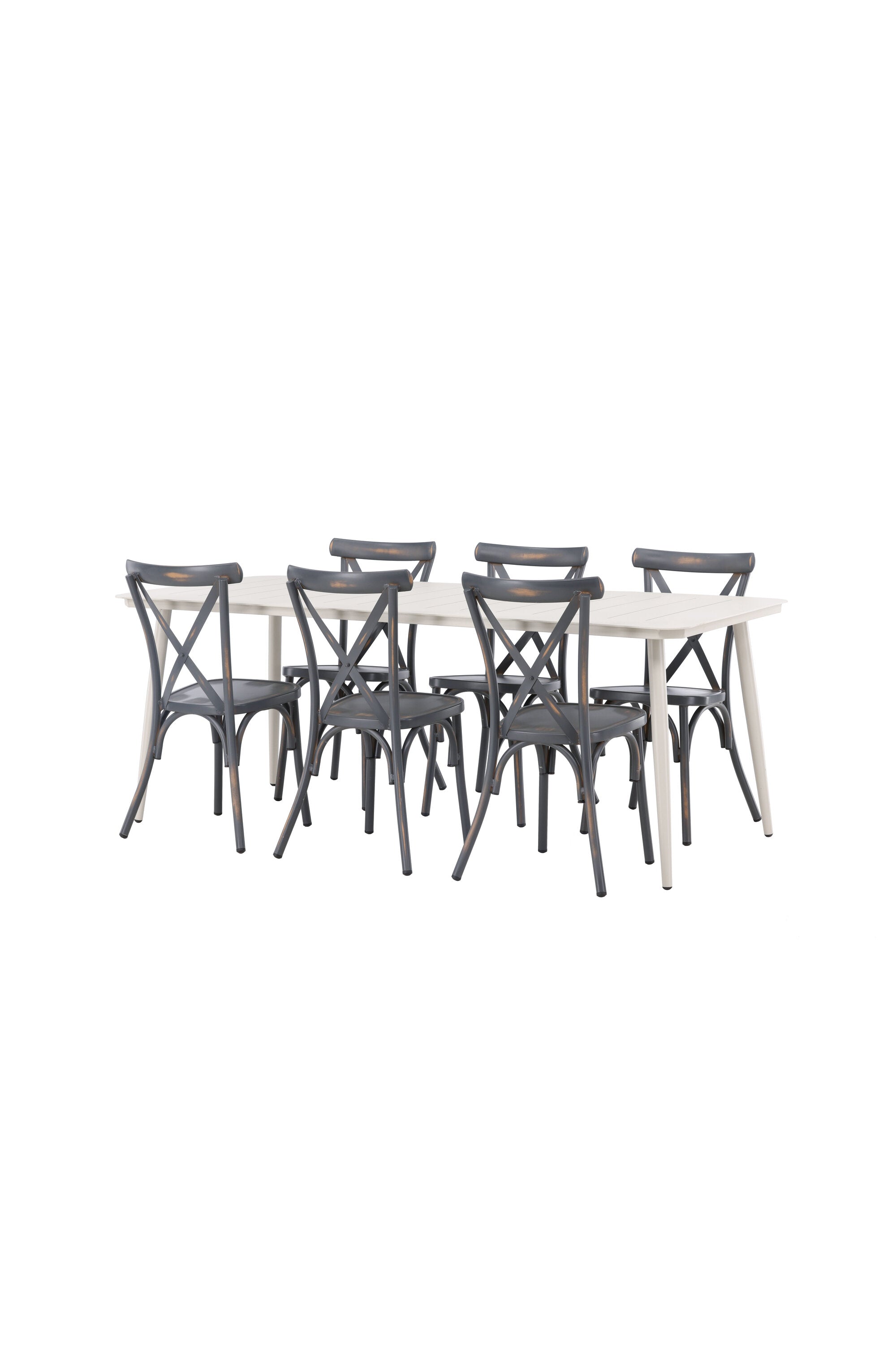 Lina Outdoor-Tischset + Peking 200cm/6St. in Dunkelgrau präsentiert im Onlineshop von KAQTU Design AG. Gartentischset ist von Venture Home